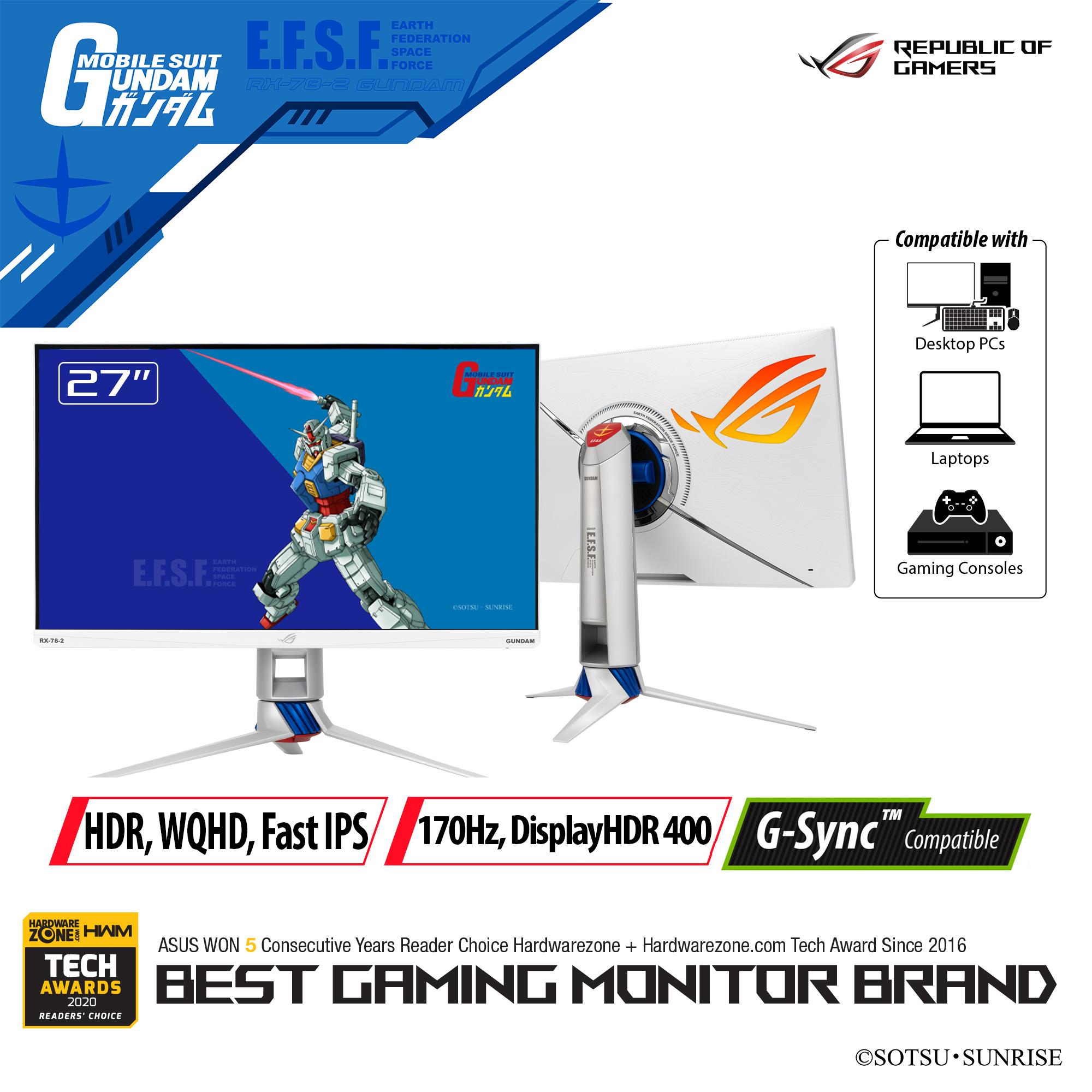 ASUS ROG Strix XG279Q-G GUNDAM EDITION 27-inch Monitor WQHD (2560x1440) Fast IPS panel DCI-P3 95% DisplayHDR™ 400