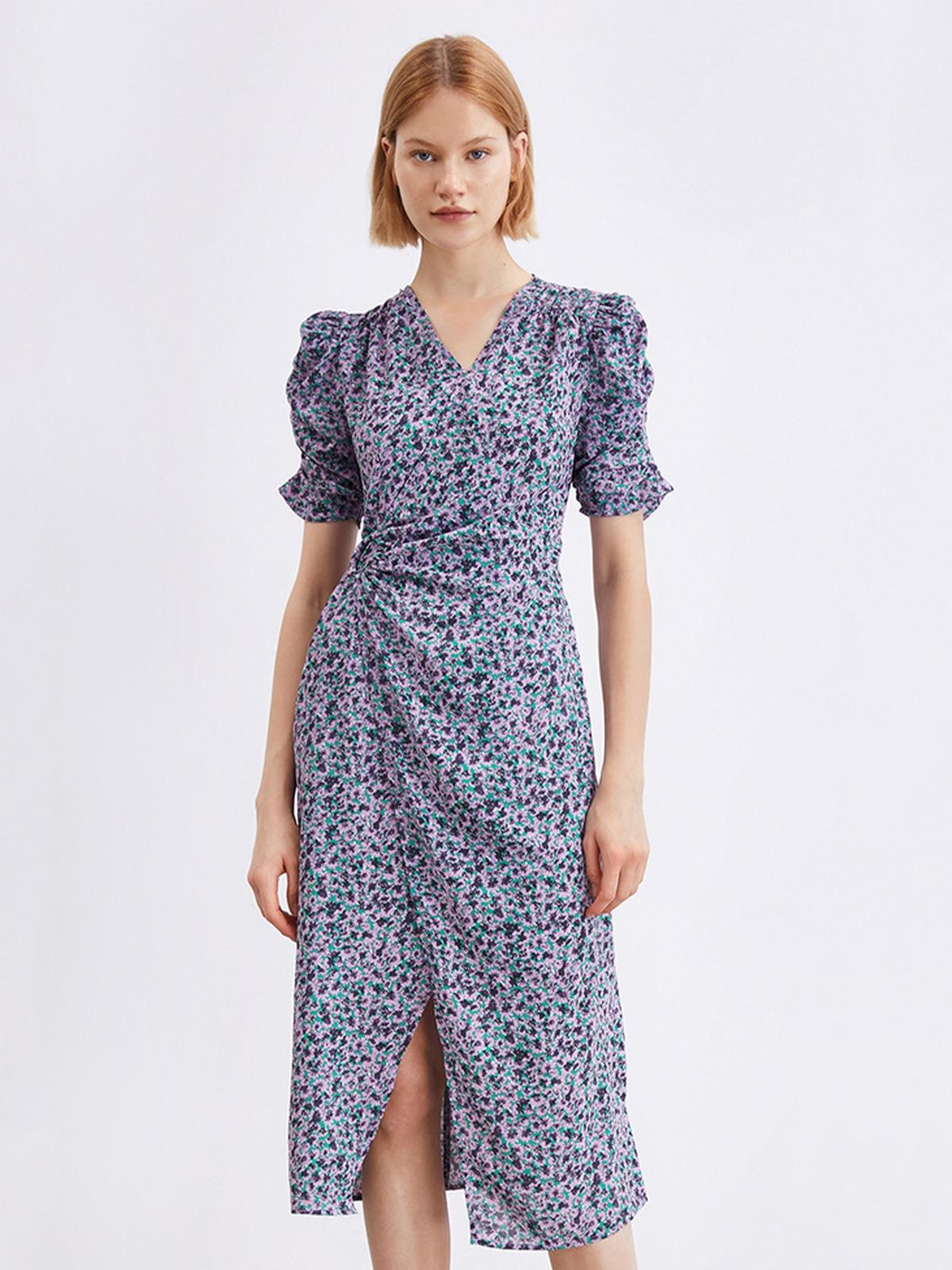 Front Wrap Midi Dress - Light Purple