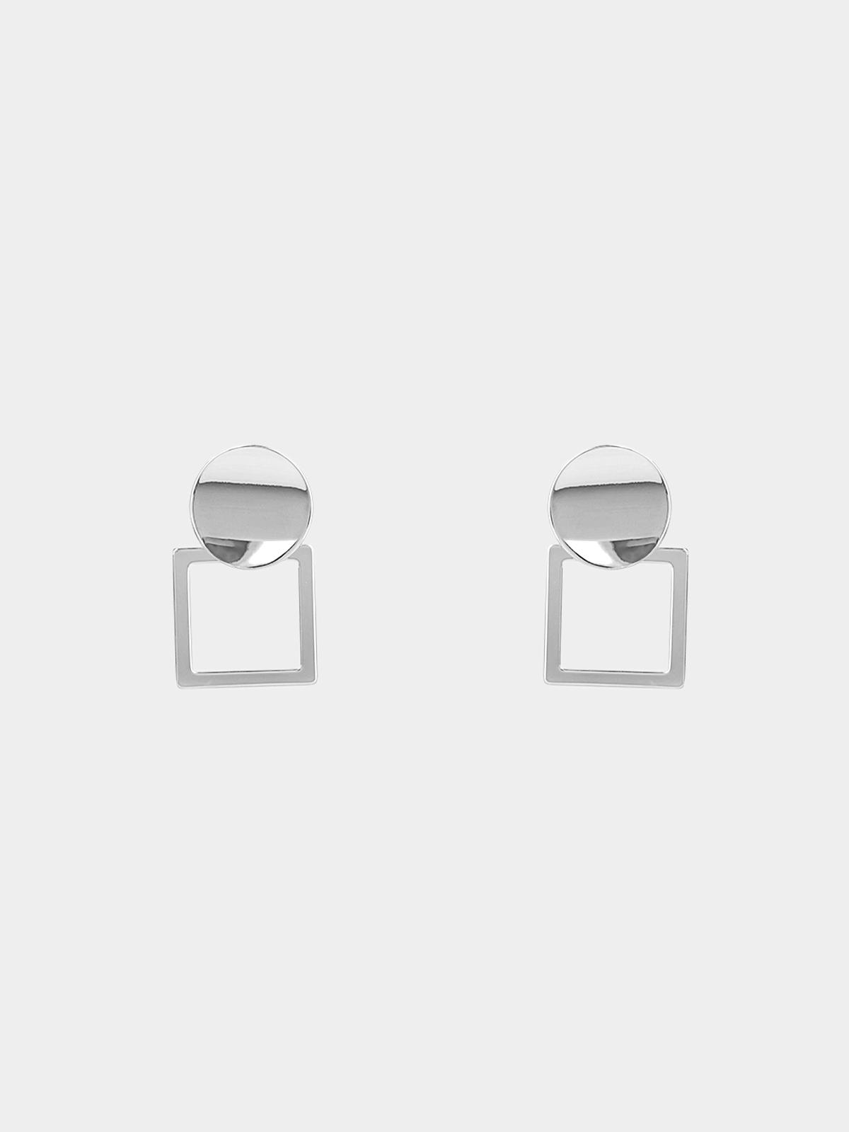 Square Shaped Earrings - Silver