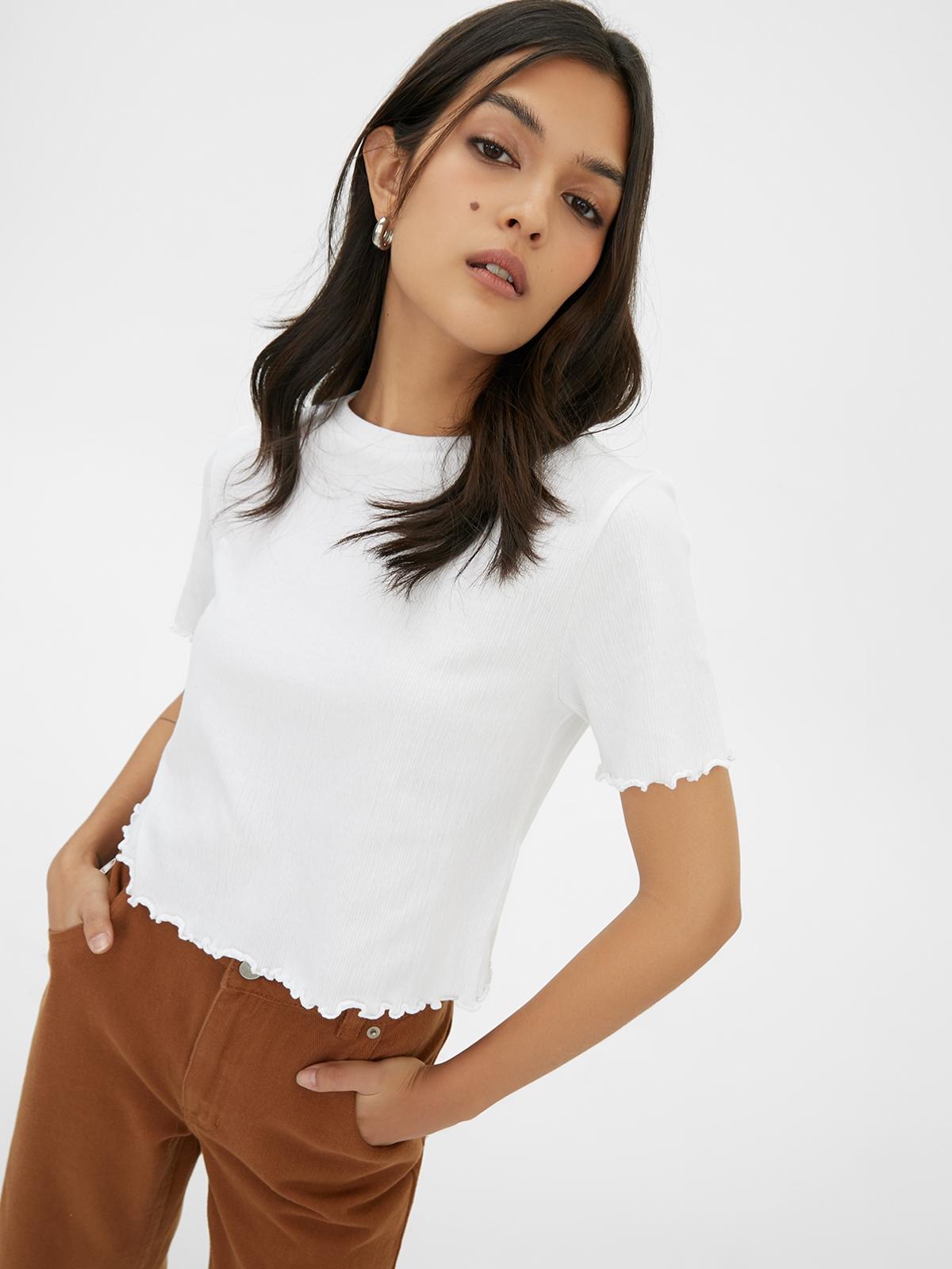 Sustainable Rib-Knit Tee - White