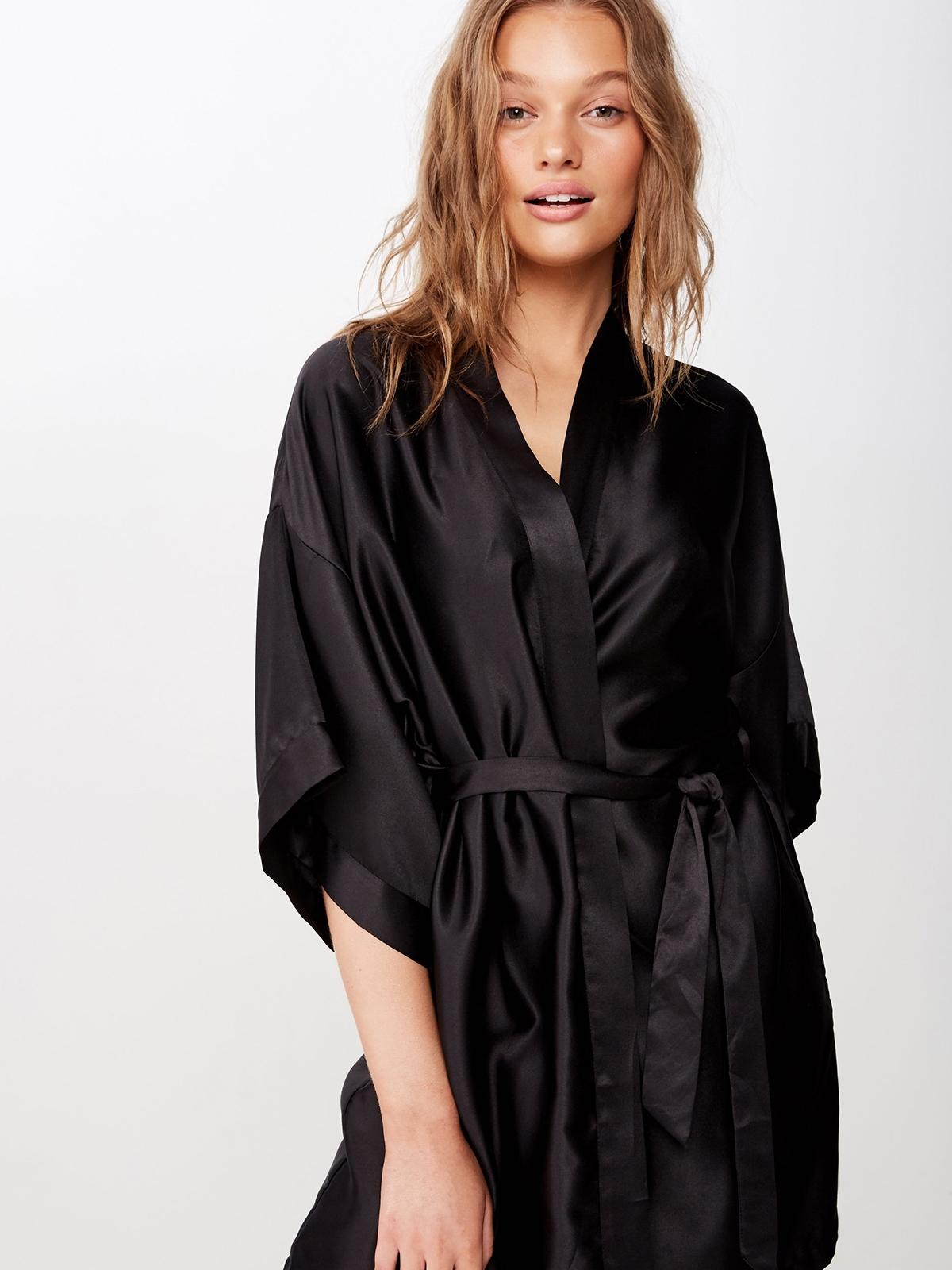 Satin Robe - Black