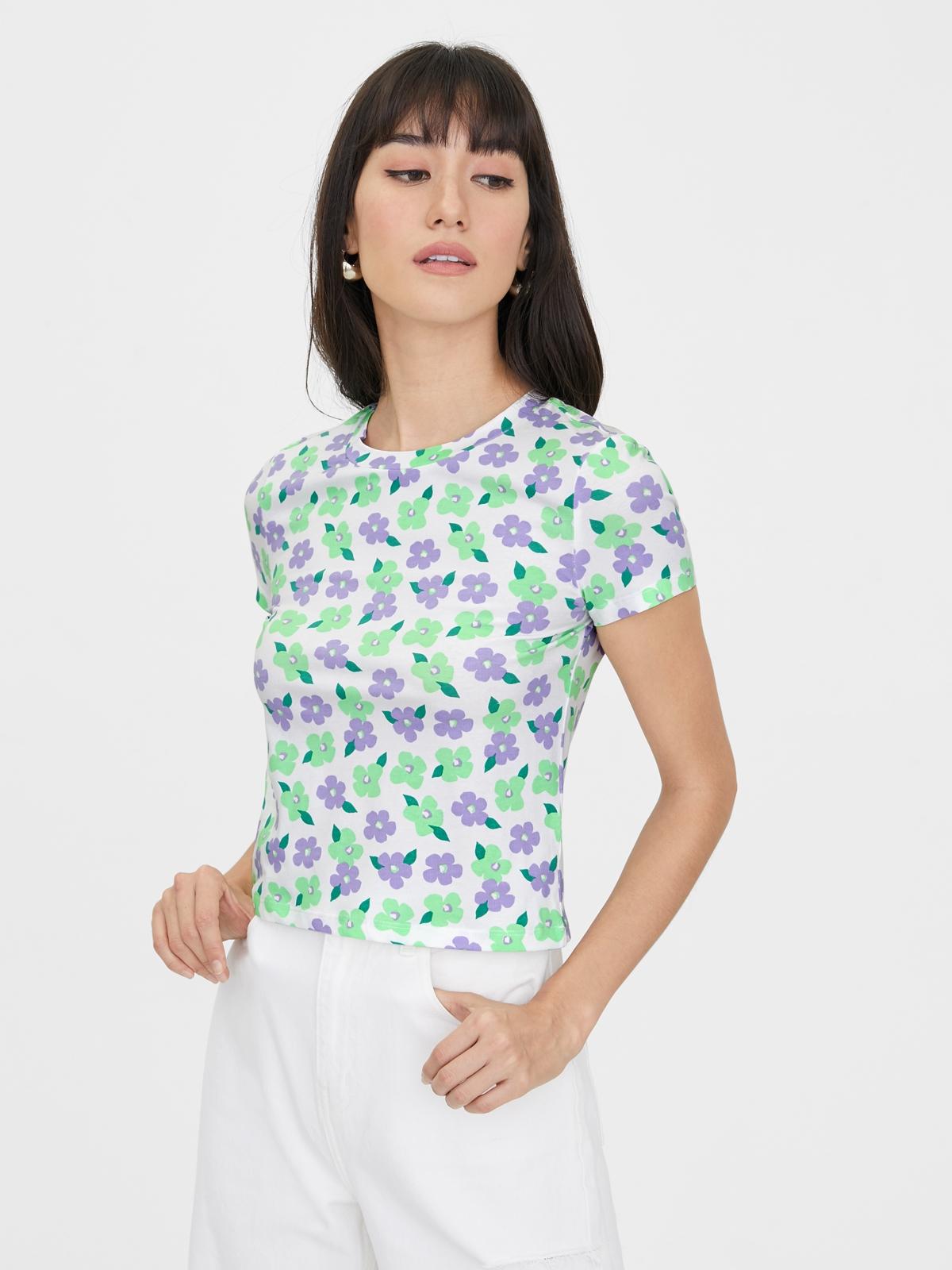 Floral Fitted Crop Tee - Purple