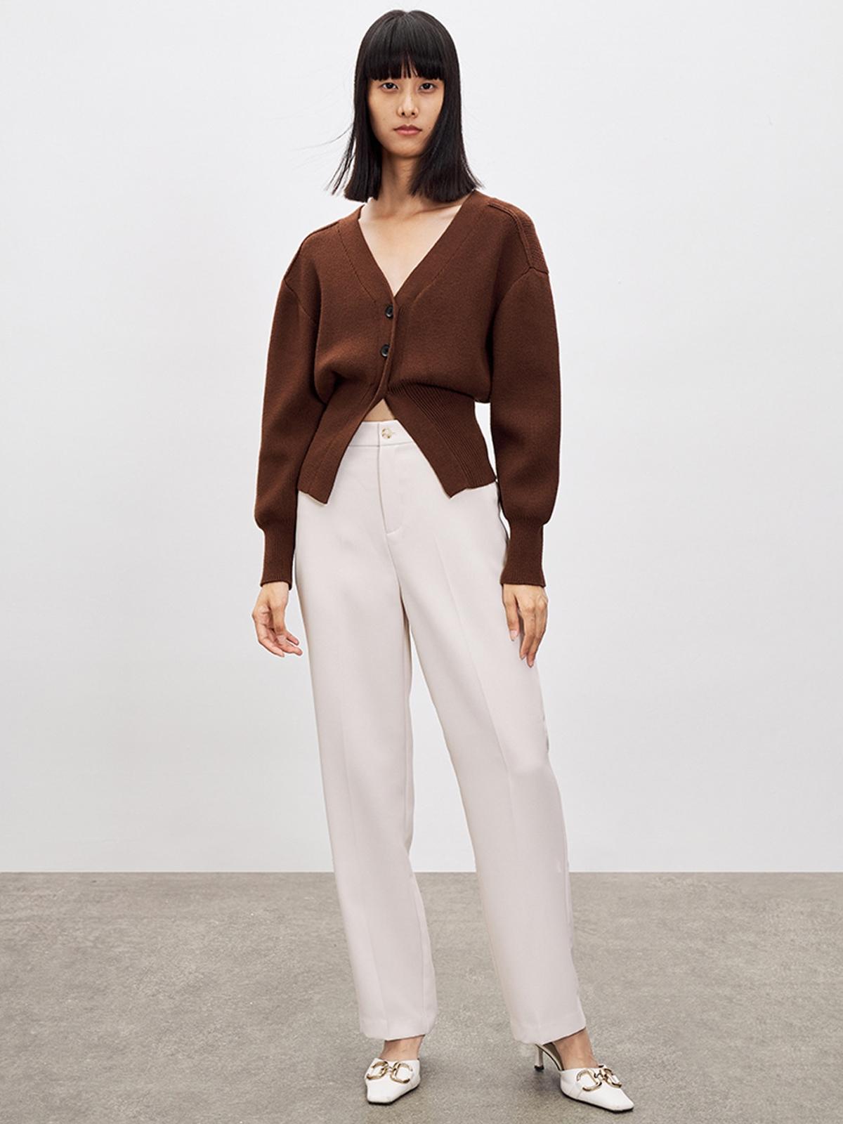 High Waist Long Pants - Khaki