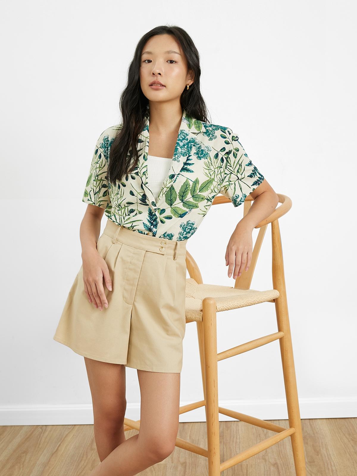 Floral Print Top - Beige