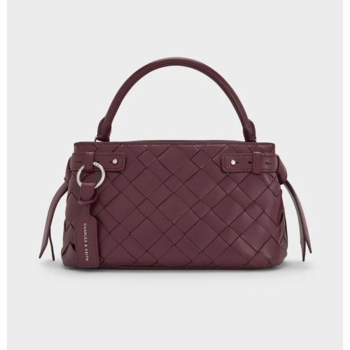  Ivette Woven Top Handle Bag - Wineberry Red 