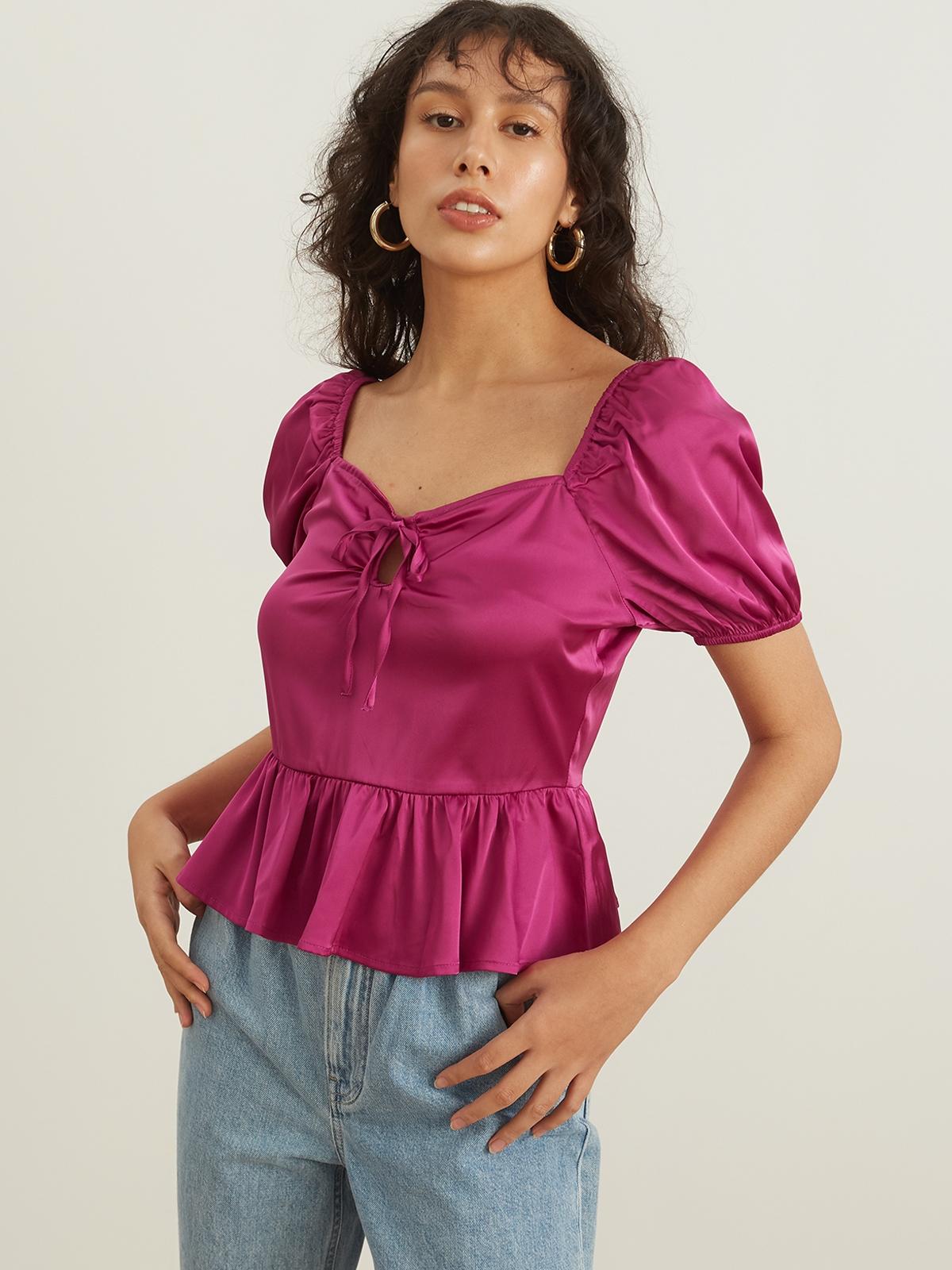Sweetheart Peplum Top - Purple