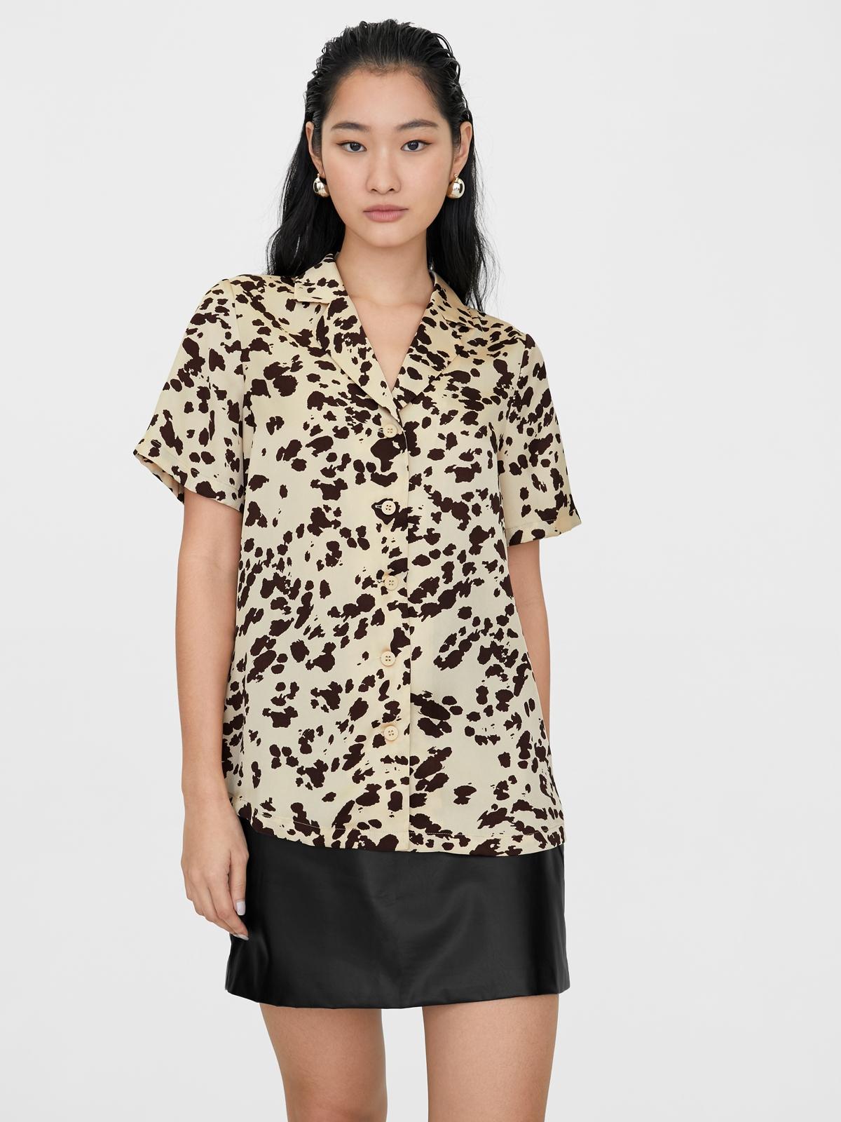 Speckled Button Up Shirt - Brown