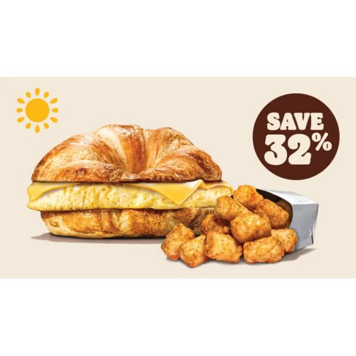 Start your day strong with our Croissan’wich + Hashbrown Combo for only $5!