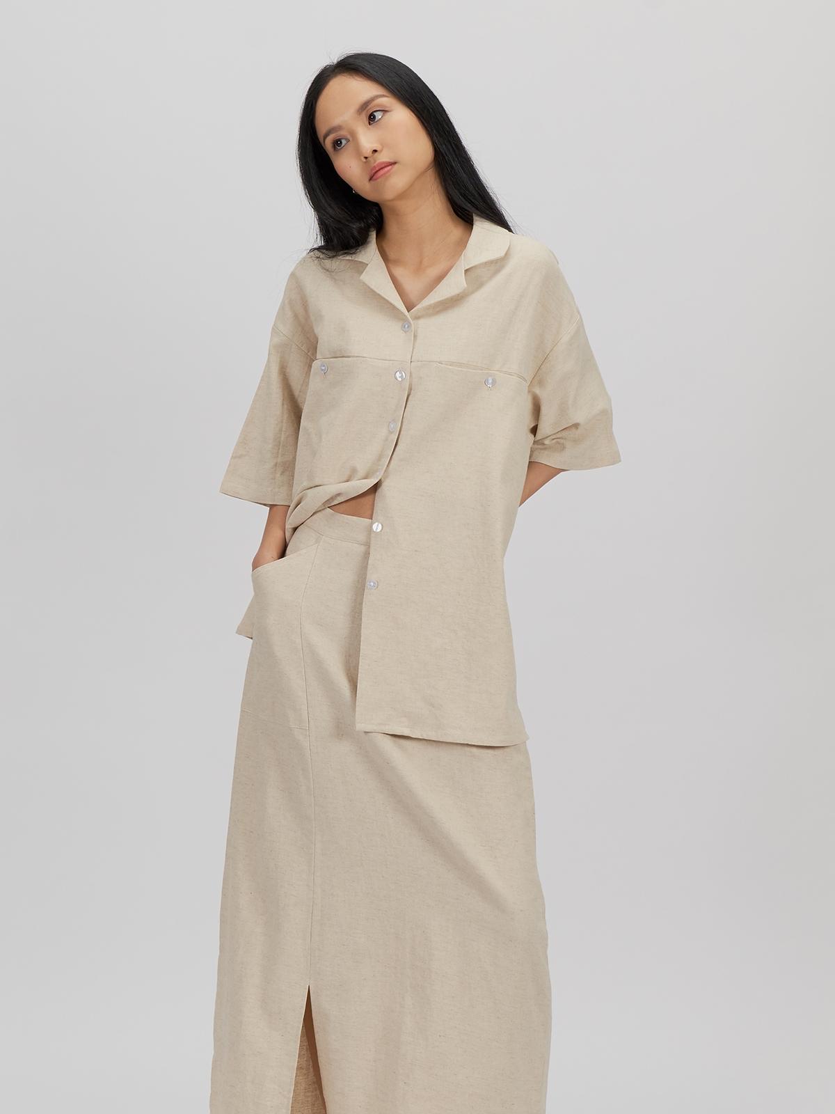 Asa Gender Neutral Short Sleeved Shirt - Beige
