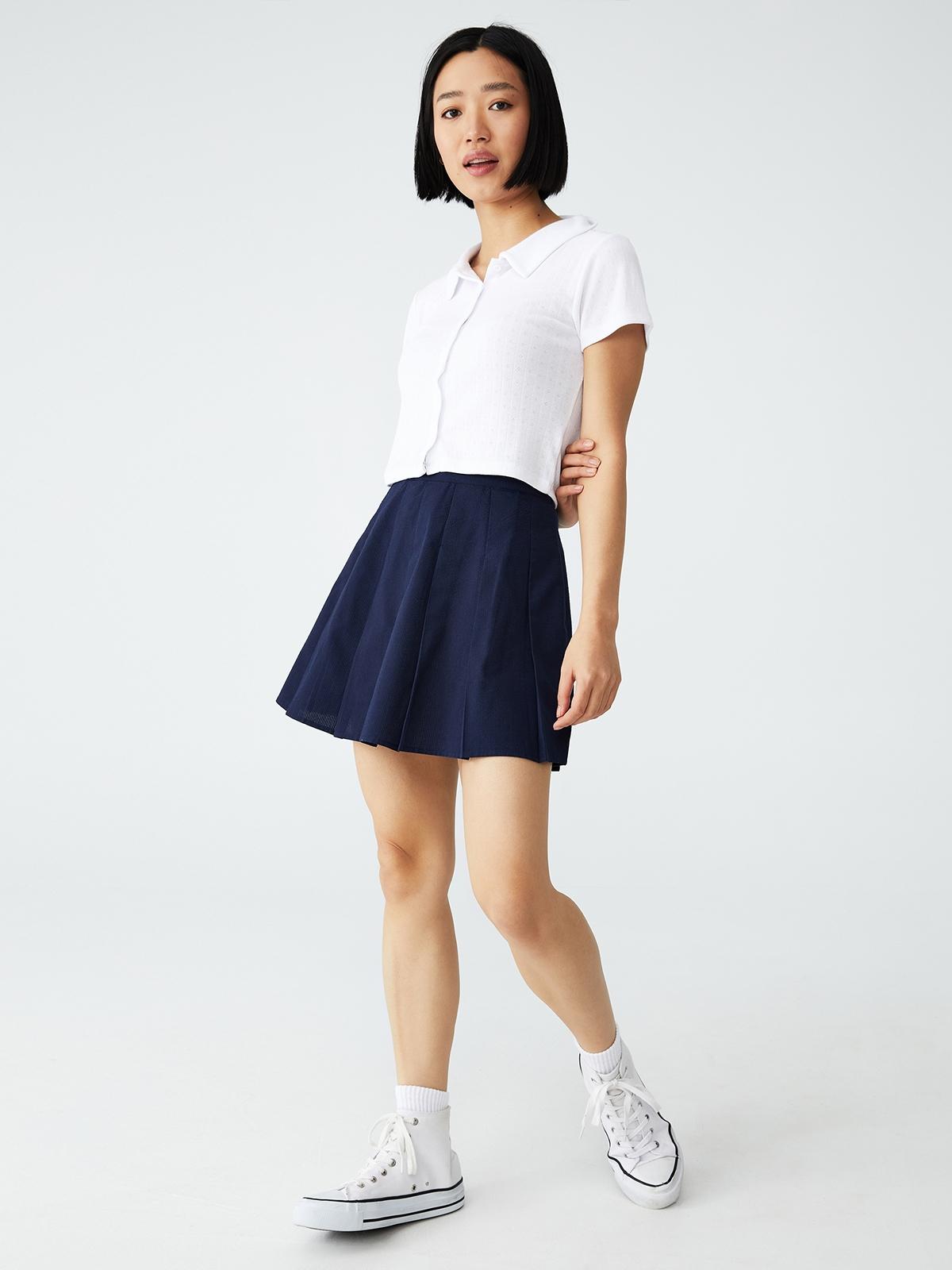 Woven Becca Pleated Mini Skirt - Medieval Blue