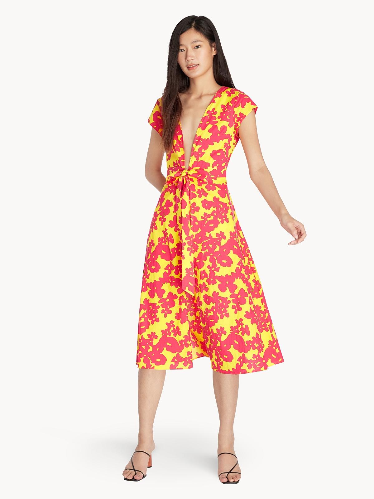 Purpose Low Cut Neck Floral Kimono - Yellow