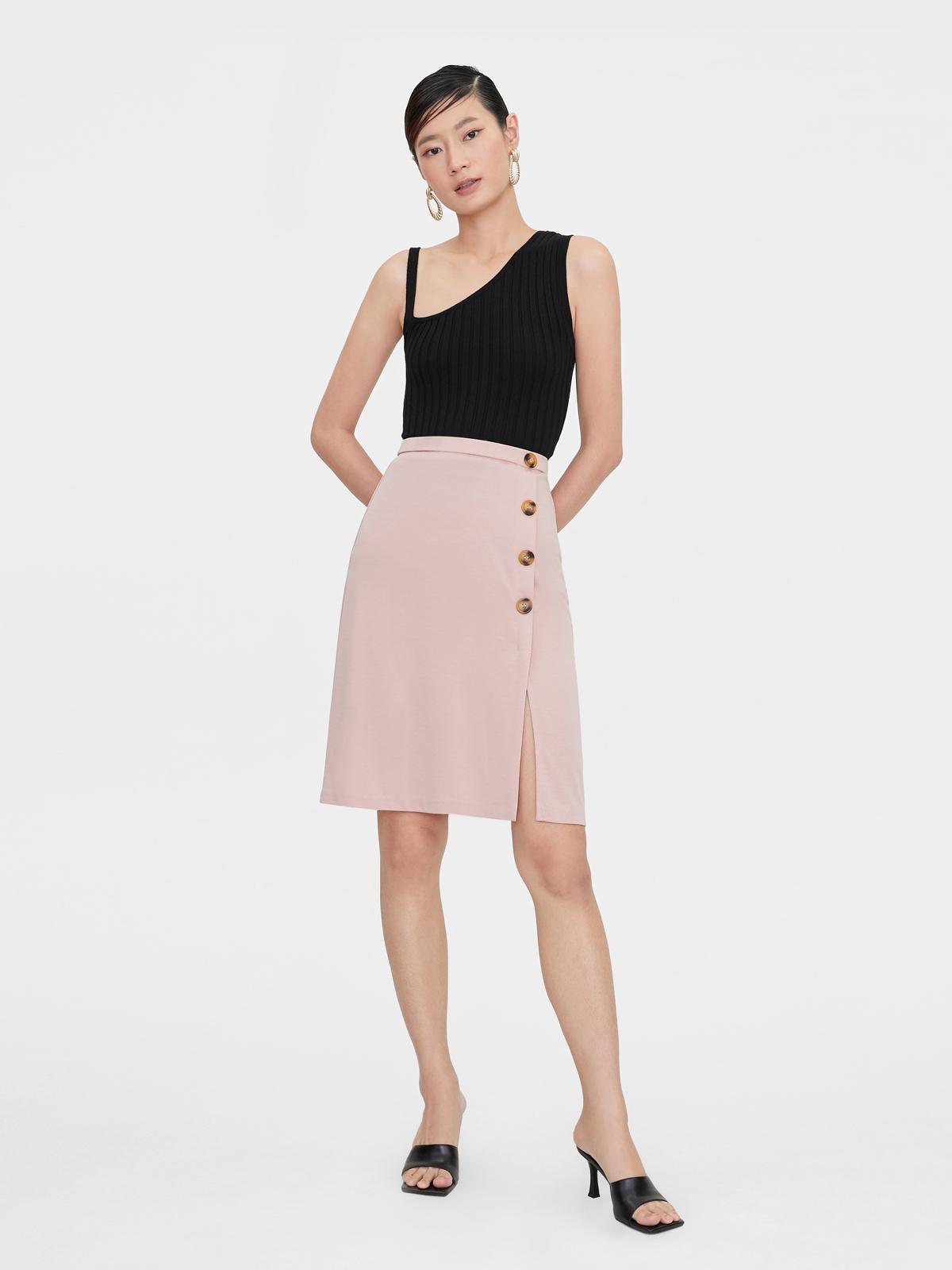 Tortoise Side Button Skirt - Pink