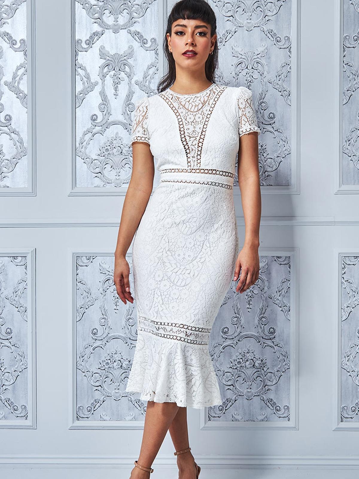 Open Back Lace Midi Dress