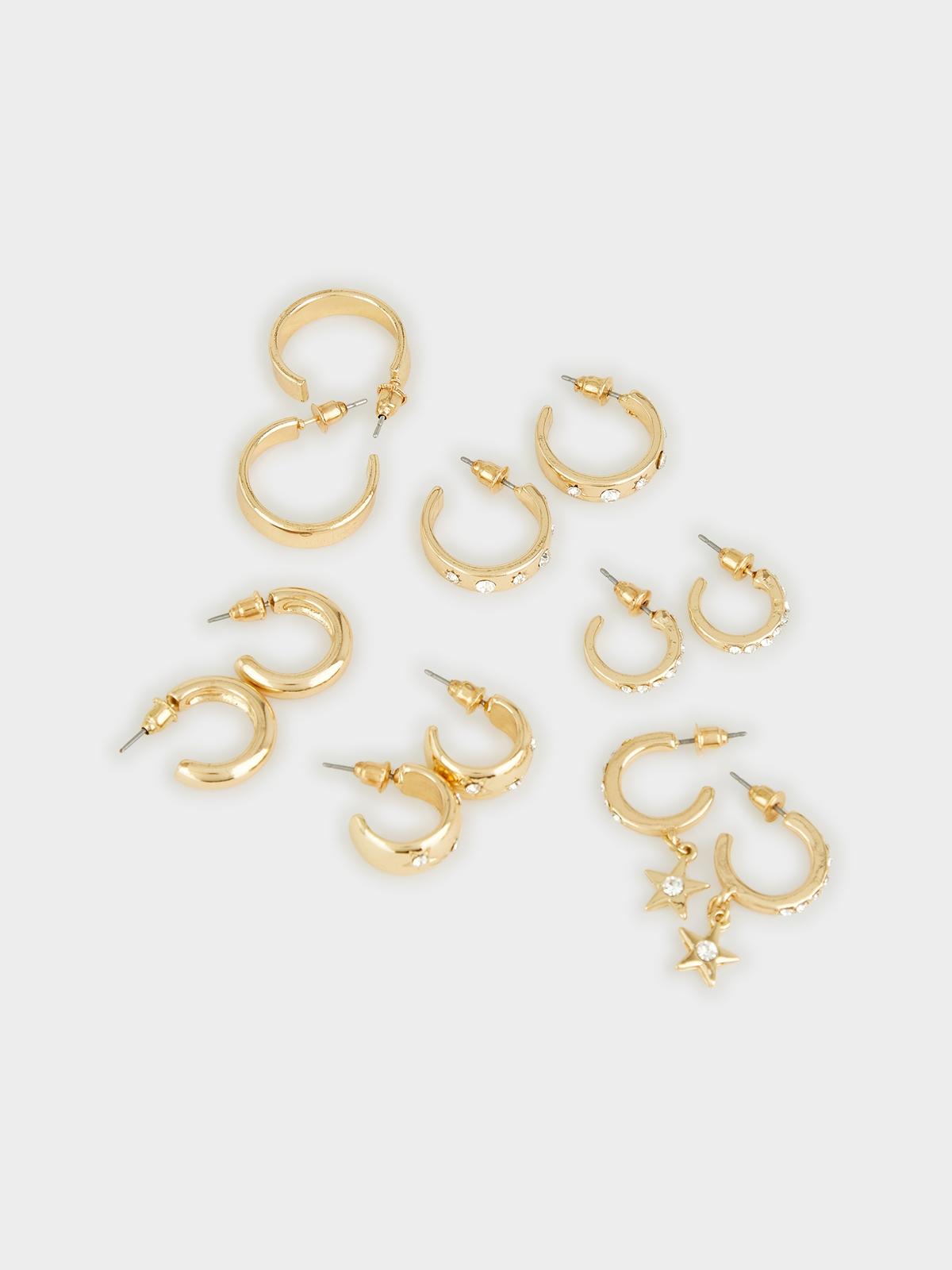 Set of 5 Open Hoop Earring - Gold