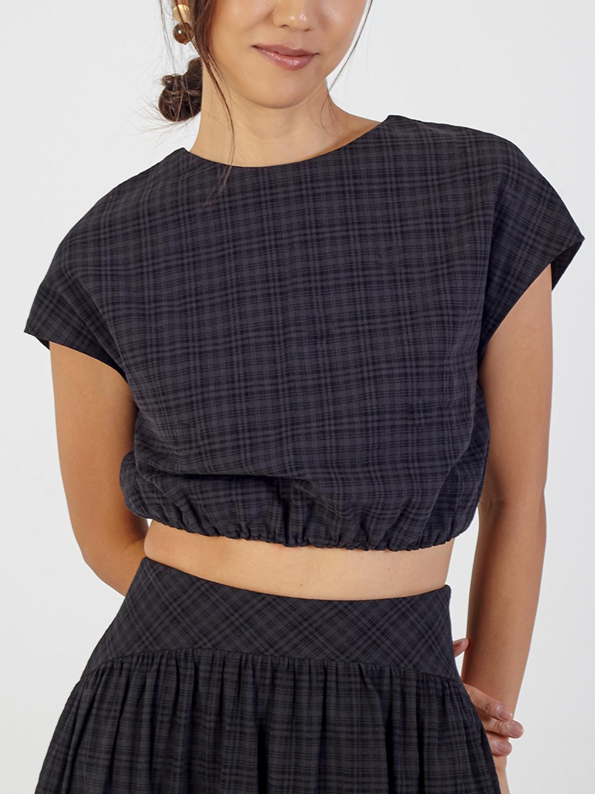 Linen Crop Top - Black