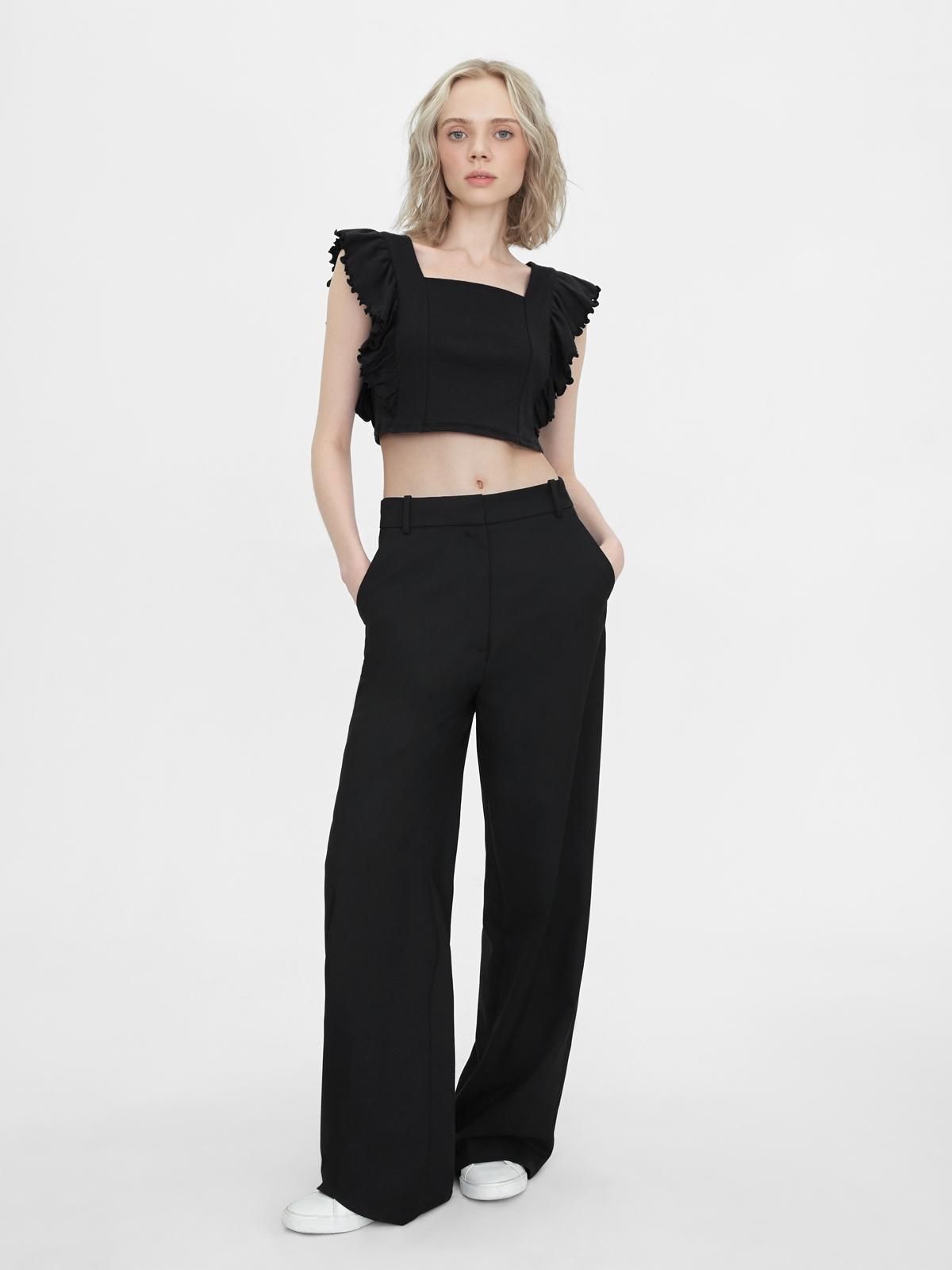 Sustainable Frill Sleeve Tee - Black