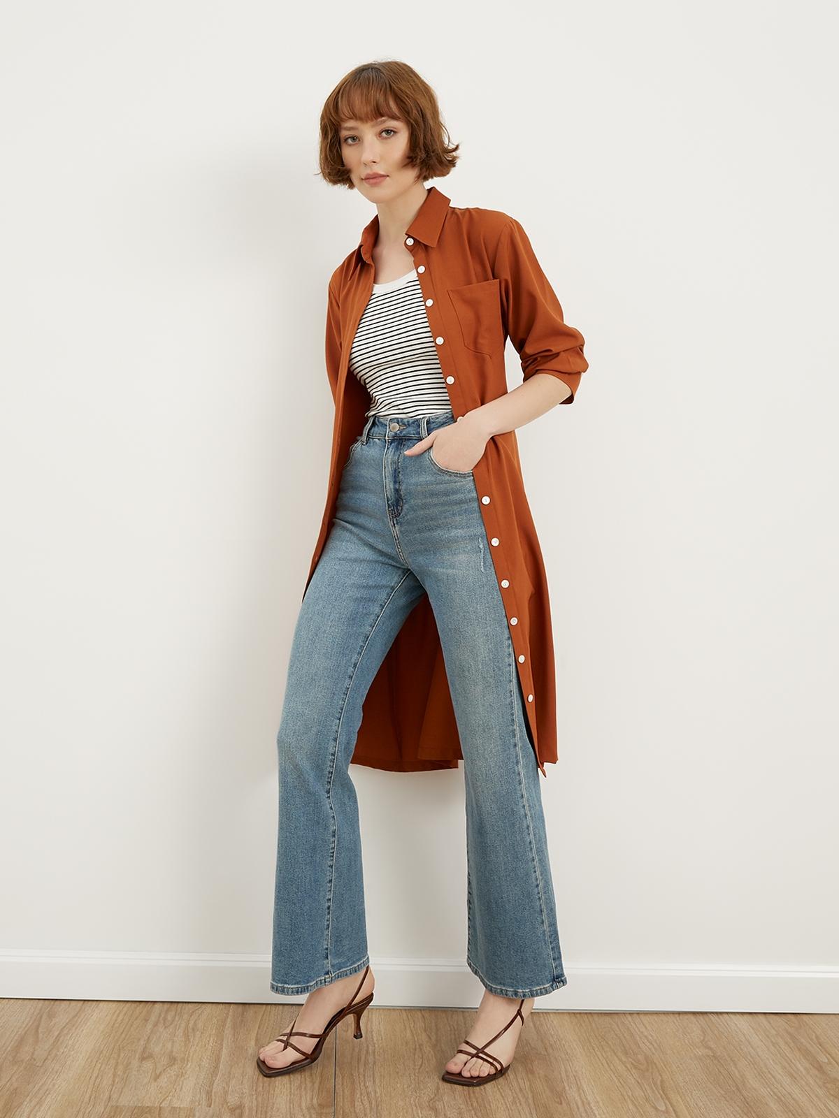 Long Sleeve Dress - Brown