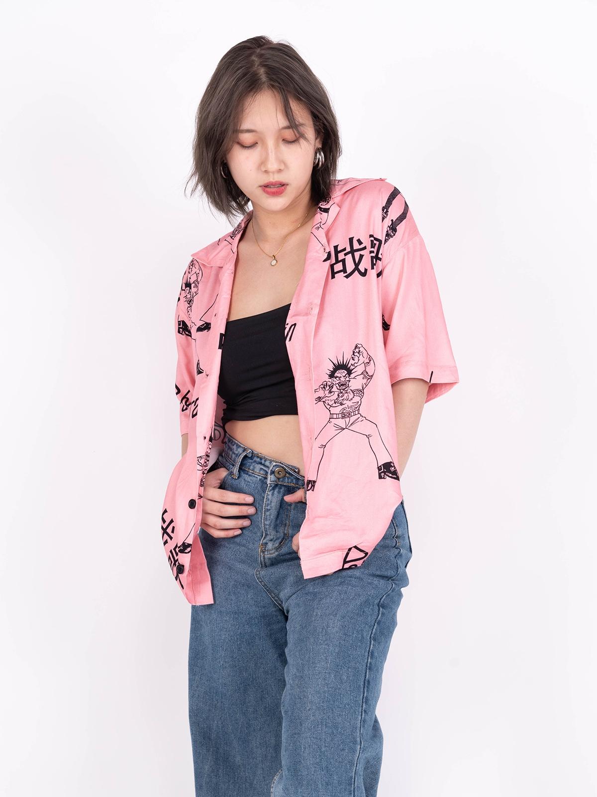 Rage Graphic Print Shirt - Pink