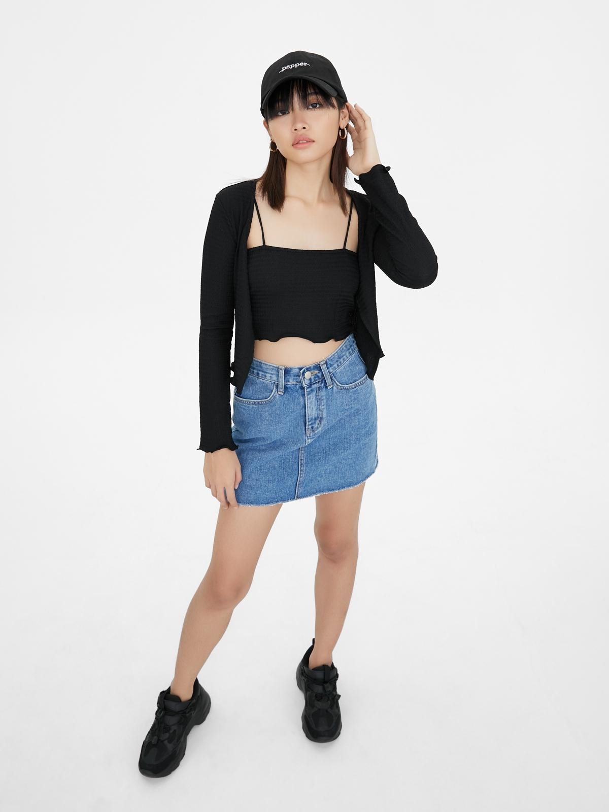 Layered Crop Cardigan - Black