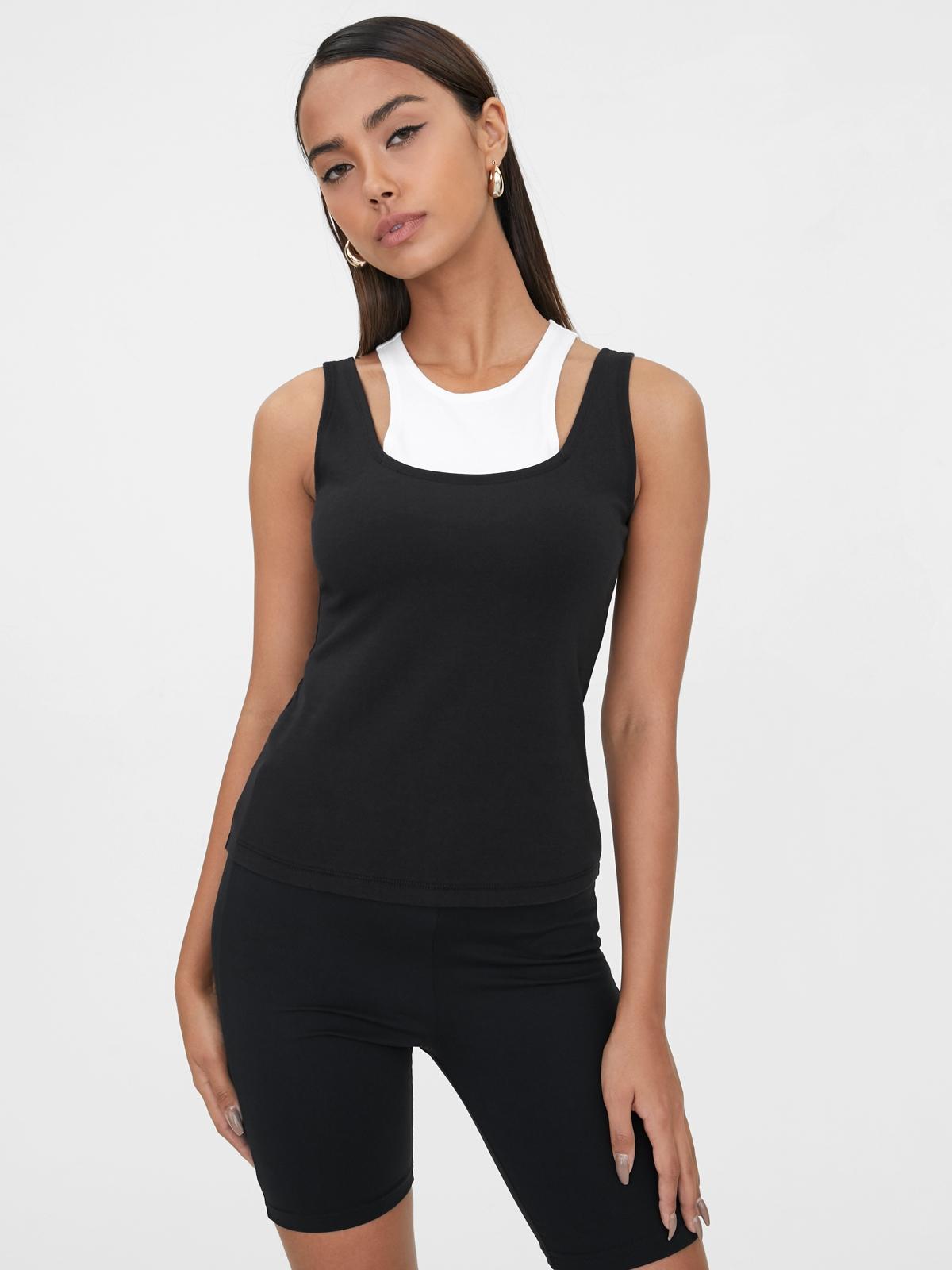 Sustainable Double Layered Tank Top - Black/White
