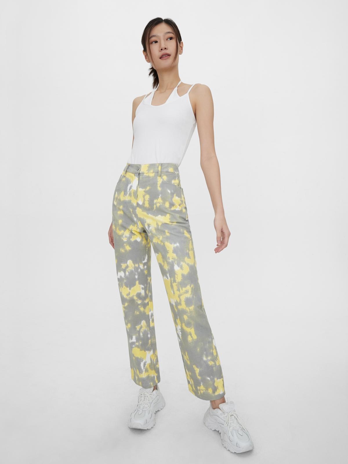 Tie Dye High Waist Pants - Yellow