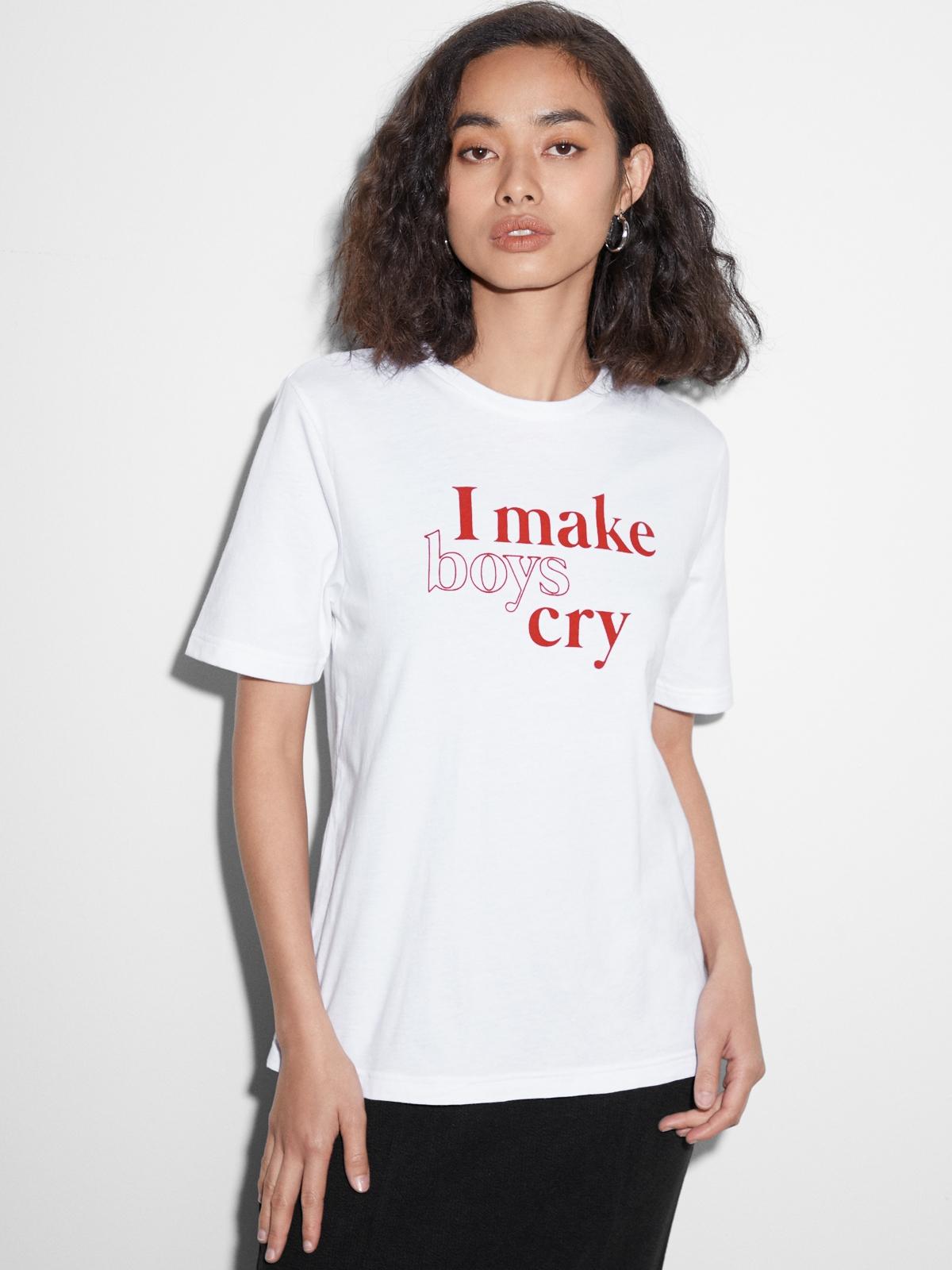 Sustainable Cotton I Make Boys Cry Graphic Tee - White