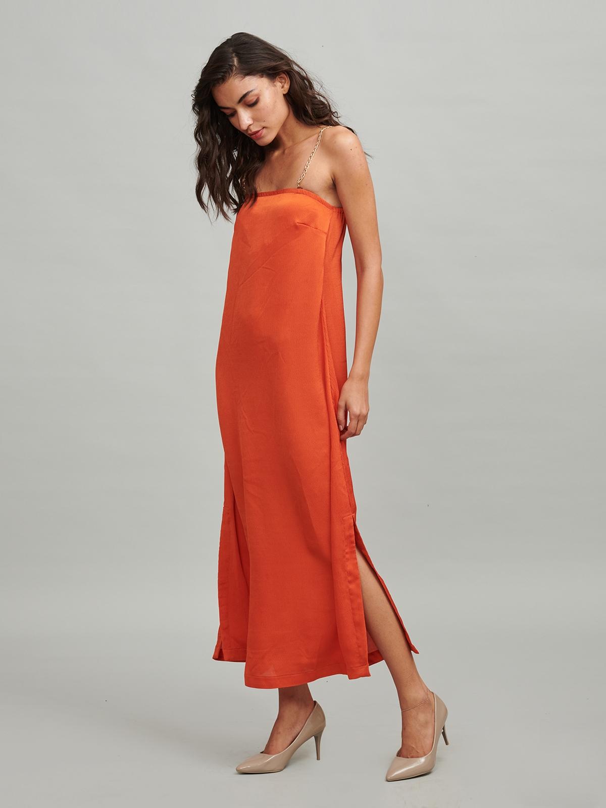 Chain Strap Maxi Dress - Orange