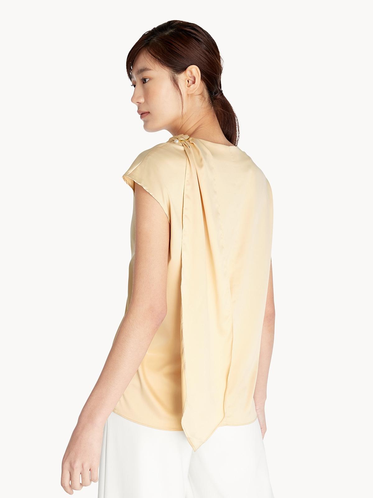 Satin Cowl Neck Top - Cream