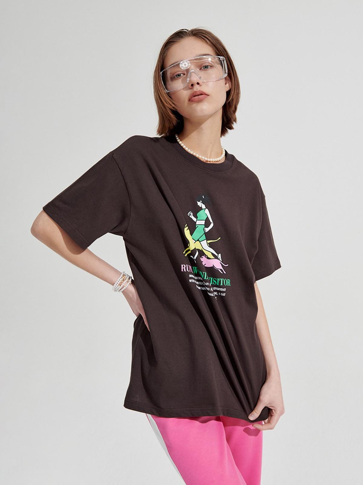 Wonder Visitor x Run Overfit Tee - Charcoal Grey