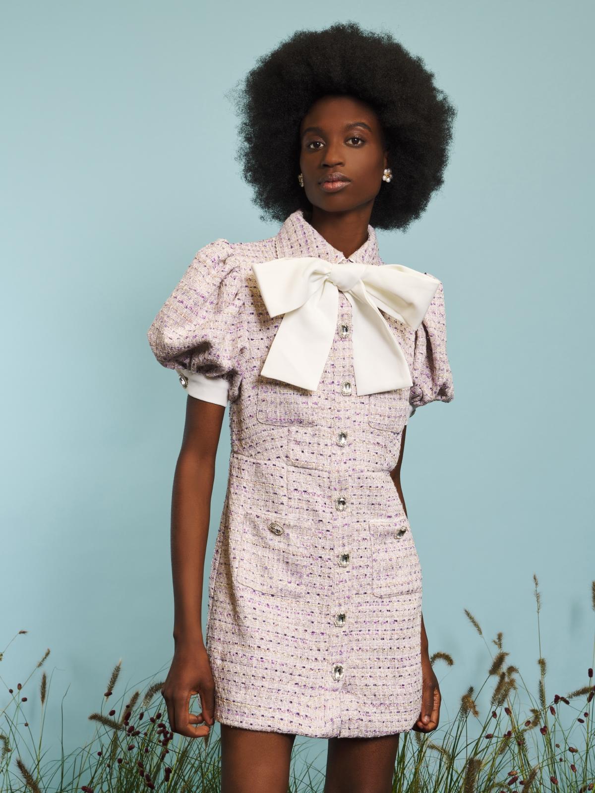 Seed Tweed Mini Dress - Pink