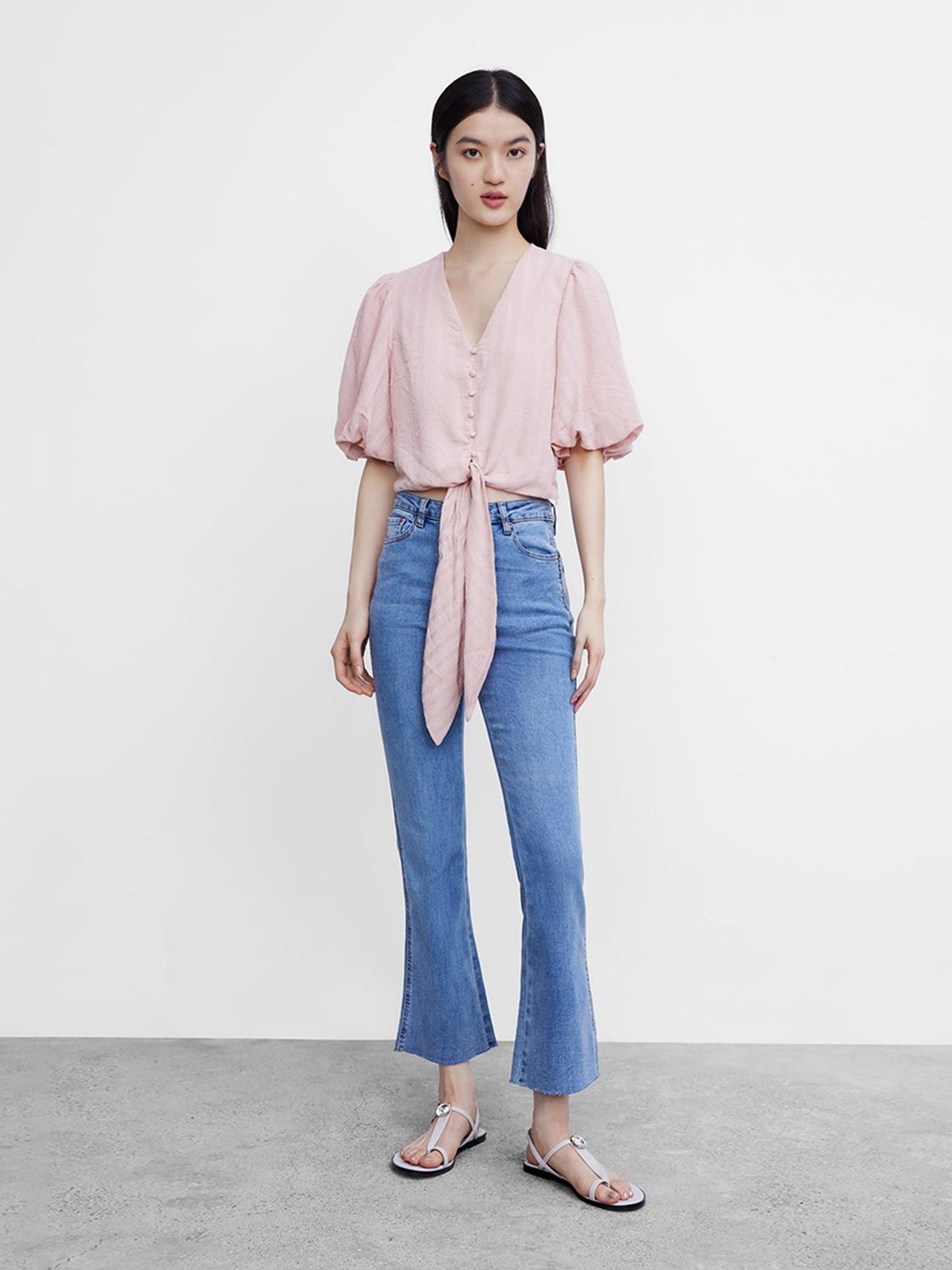 Tie Waisted Blouse - Light Pink