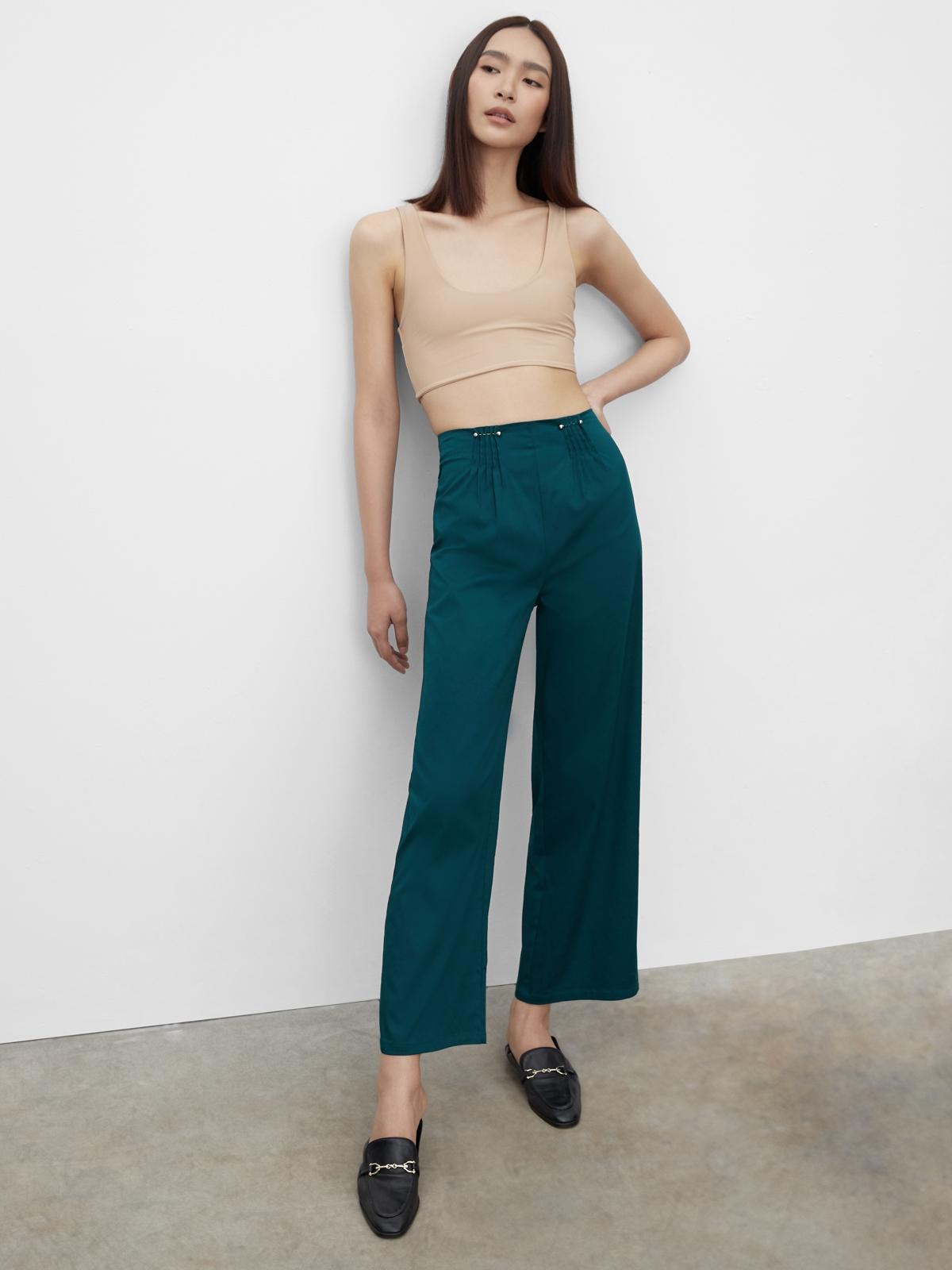 Sustainable High Waist Trousers - Green