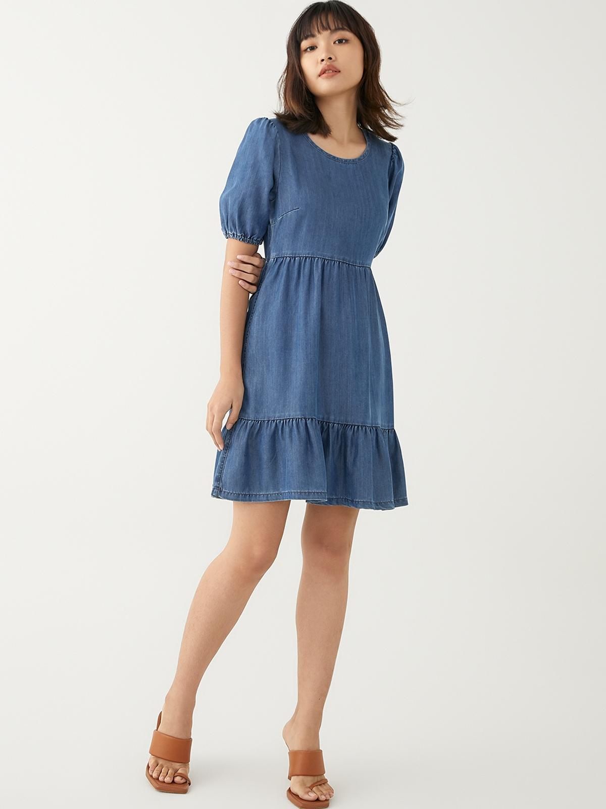 Sustainable Denim Mini Dress - Blue