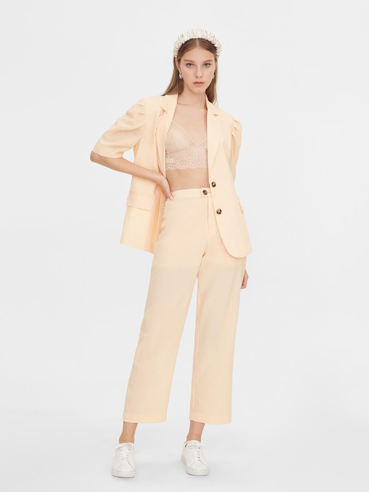 One Button Wide Leg Pants - Orange