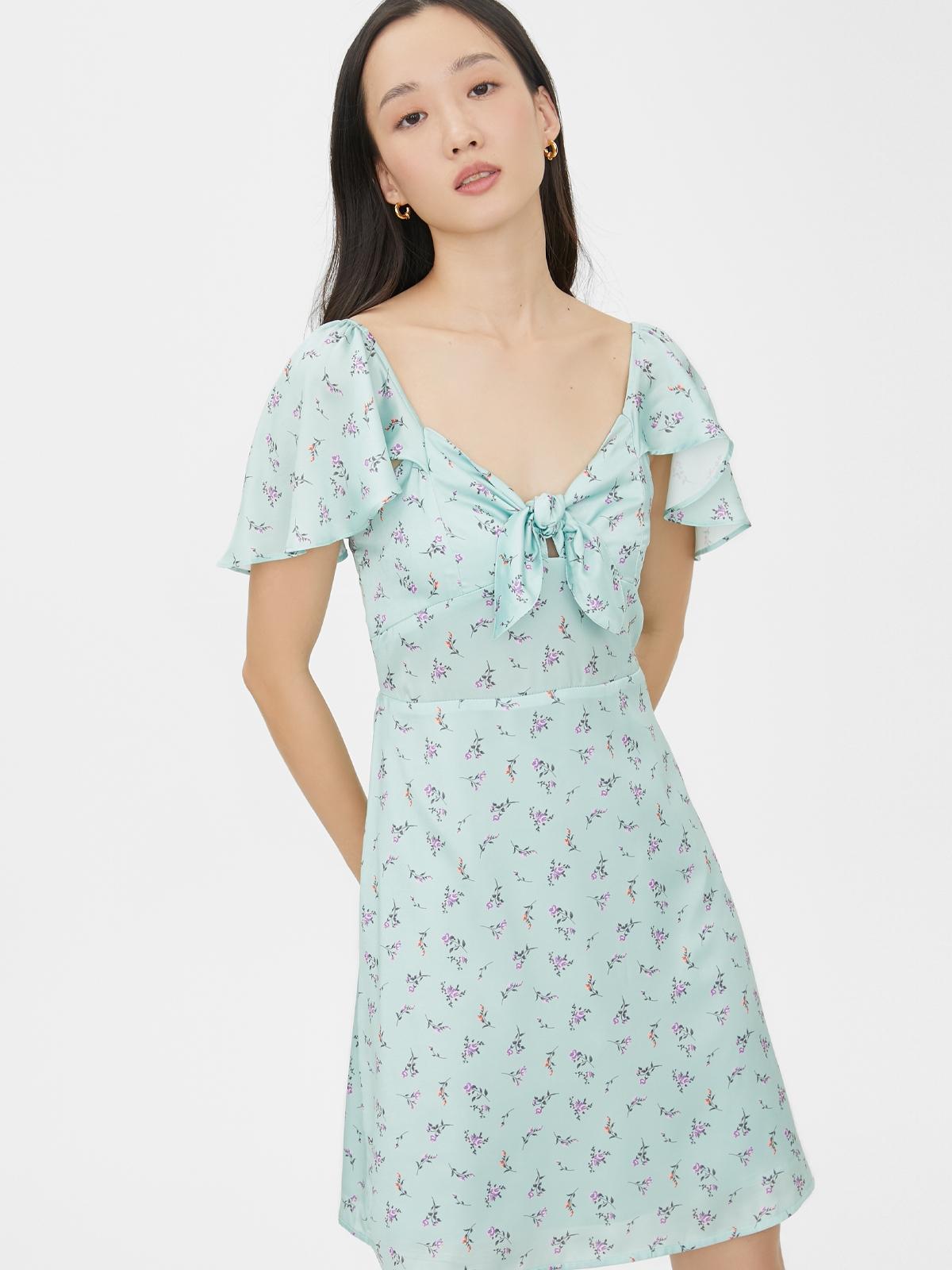 Butterfly Sleeve Mini Dress - Green