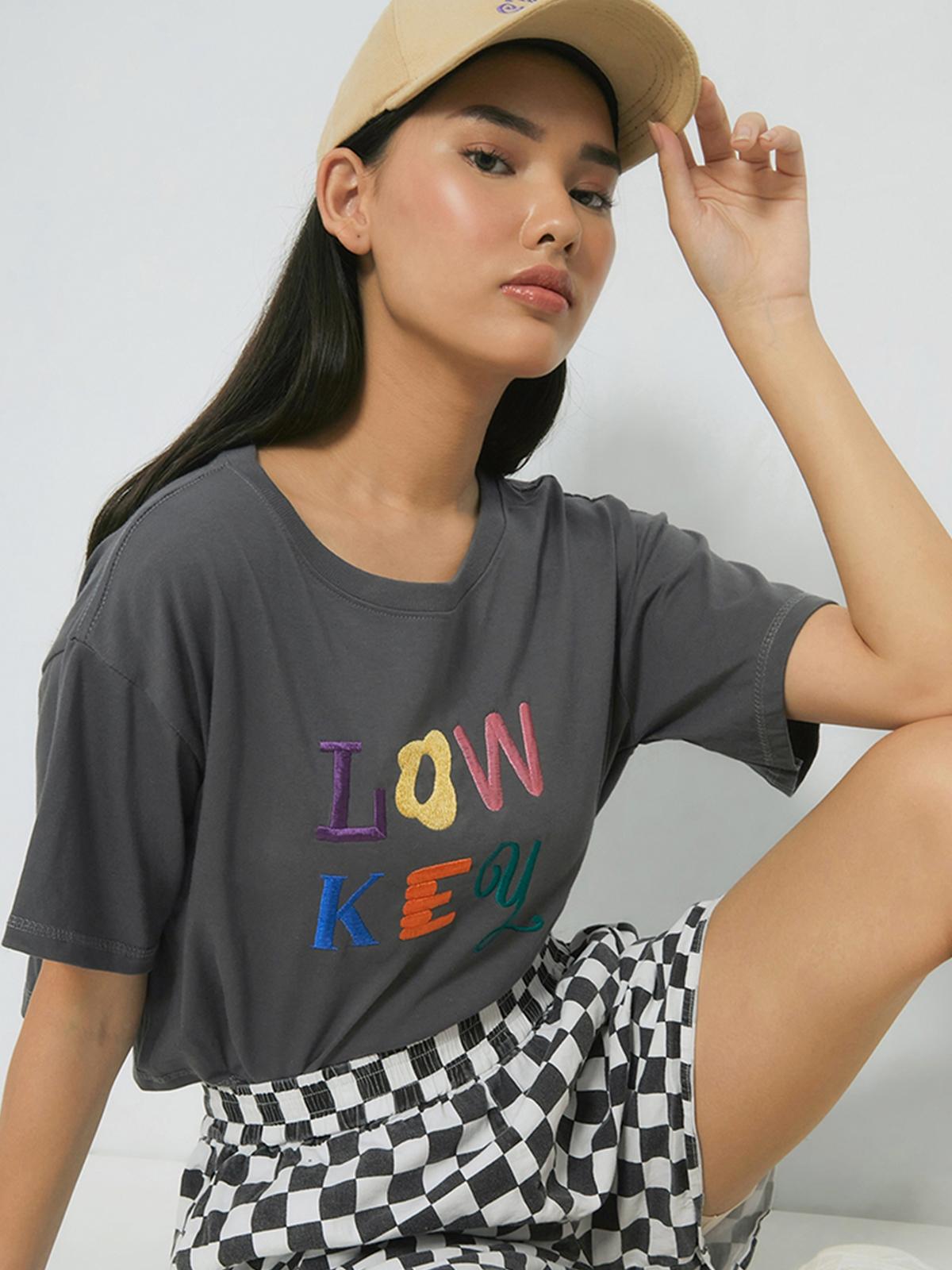 Low Key Embroidery Tee - Grey