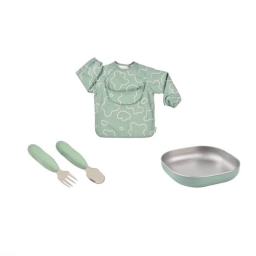 Beaba Stainless Steel Baby Meal Gift Set - Sage