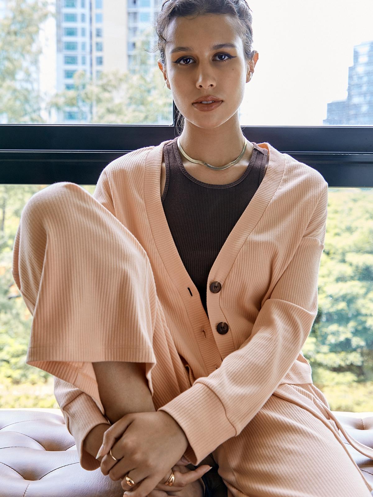 Filagen Ribbed Cardigan - Blush