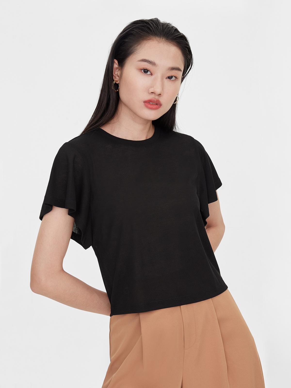 Butterfly Sleeve Top - Black