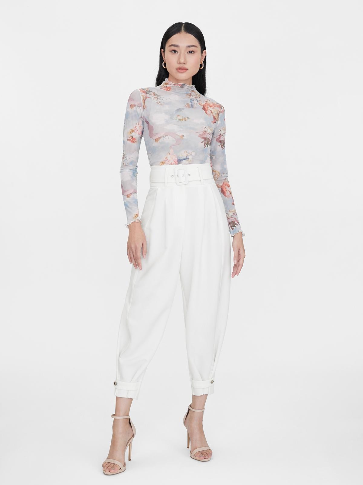 High Waisted Pegged Pants - White