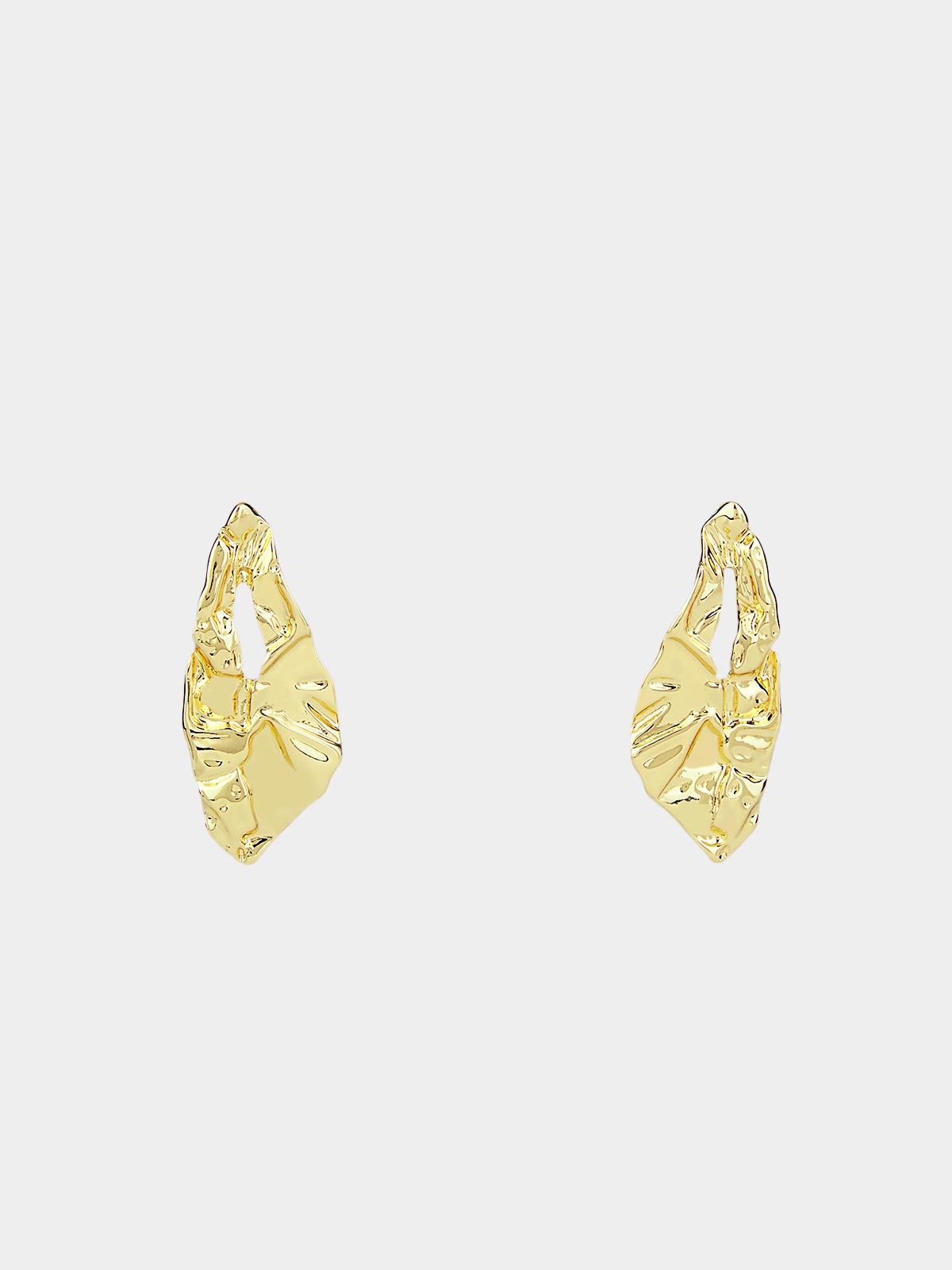 Sustainable Leaf Shaped Earrings - Gold Sustainable Leaf Shaped Earrings - Gold