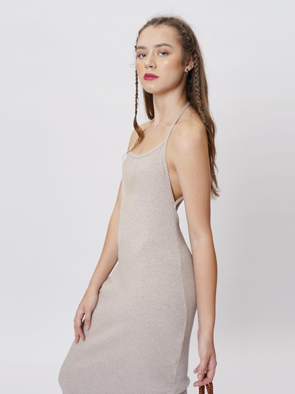 Lucia Ribbed Slip Dress - Grey
