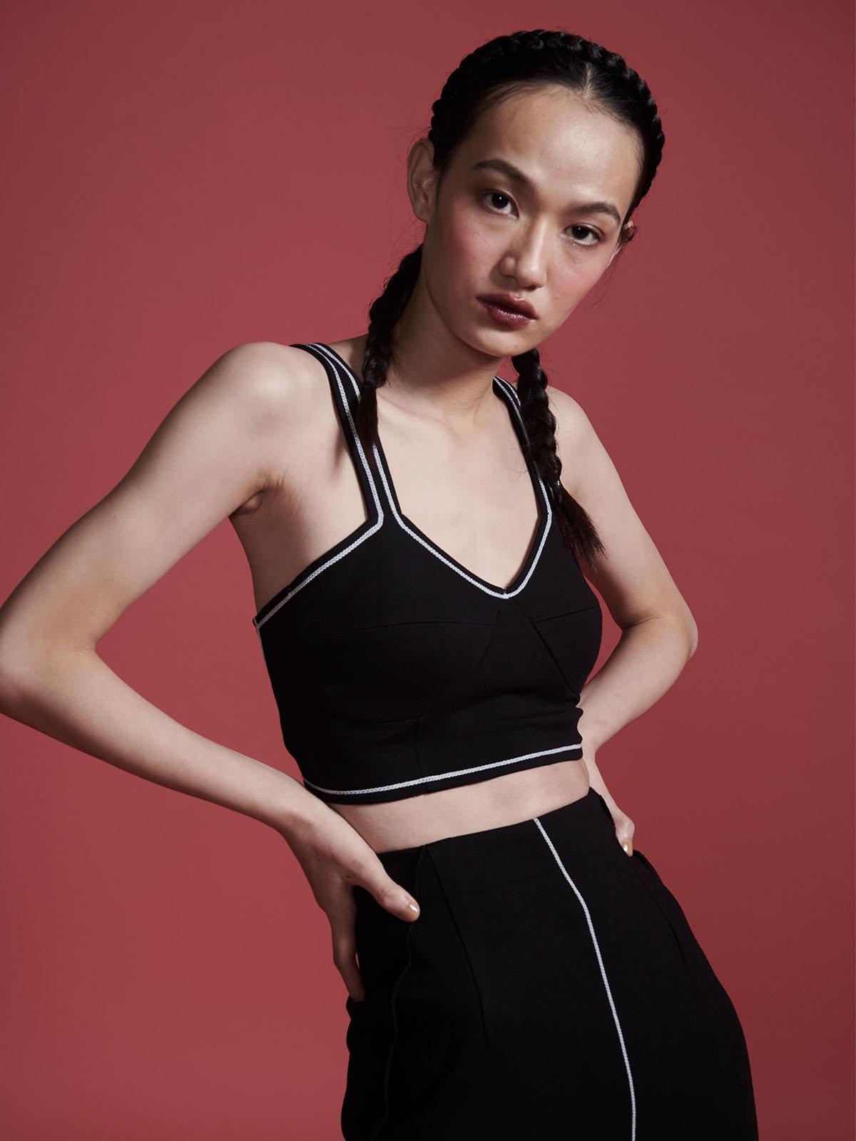 Black Ponte Crop Top - Black