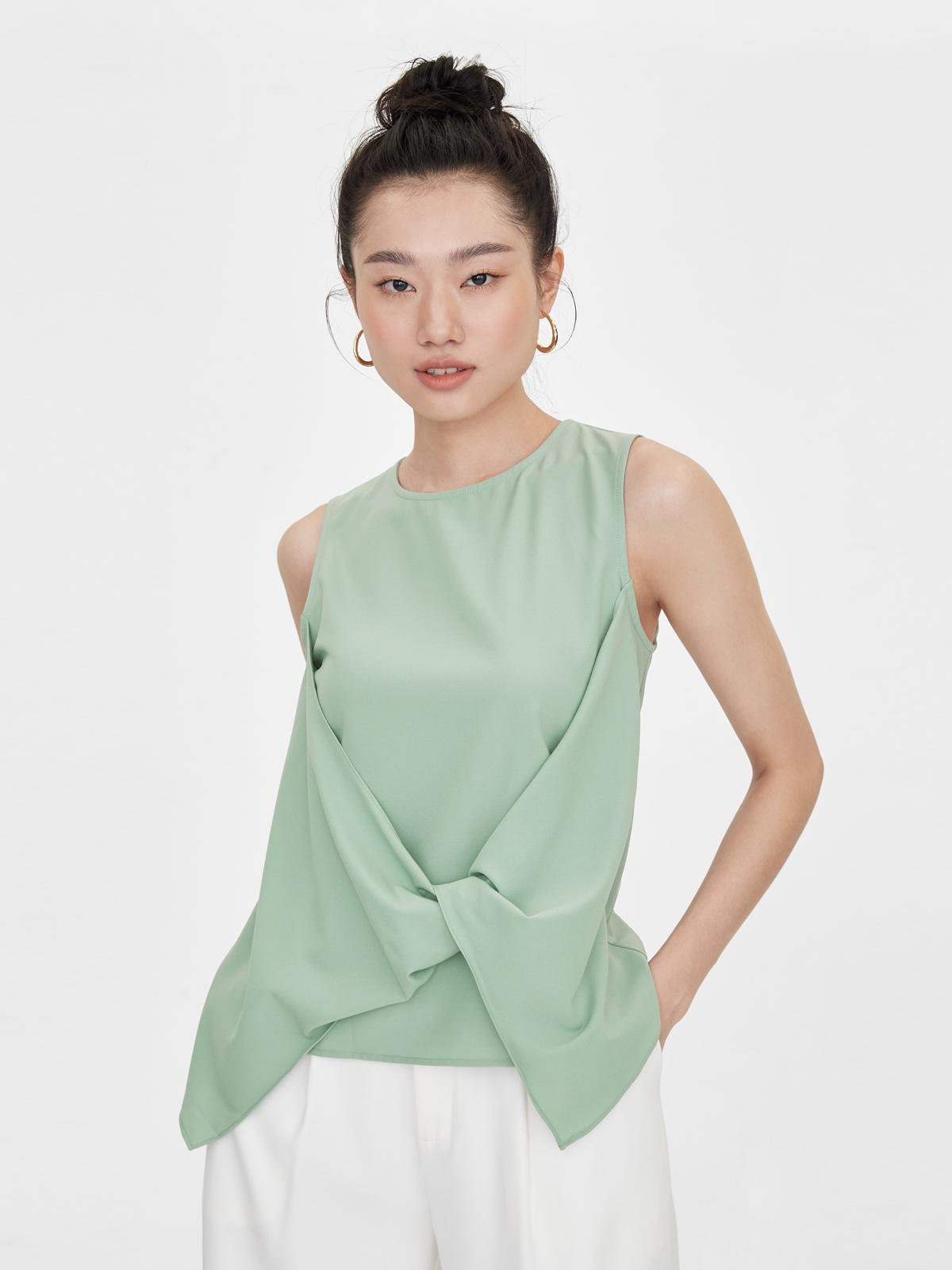 Front Twisted Tank Top - Green