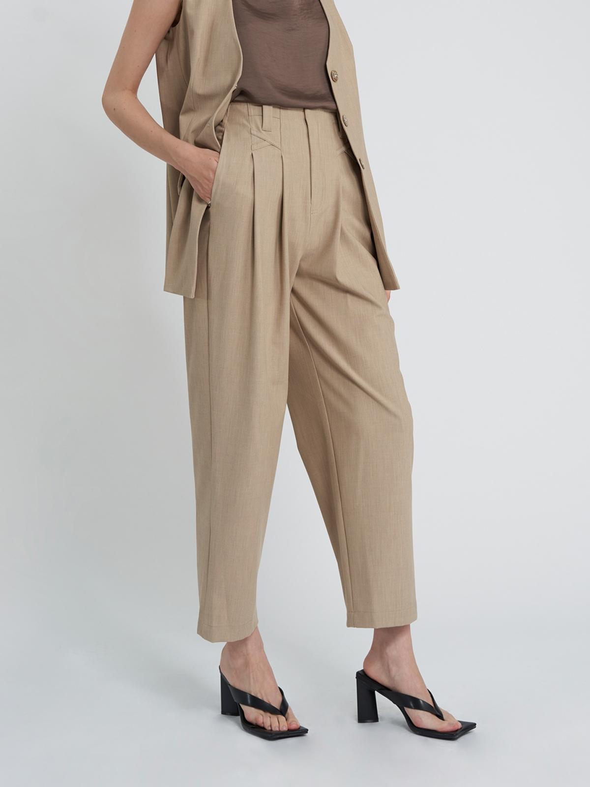 Louisa High-Waisted Trousers - Khaki