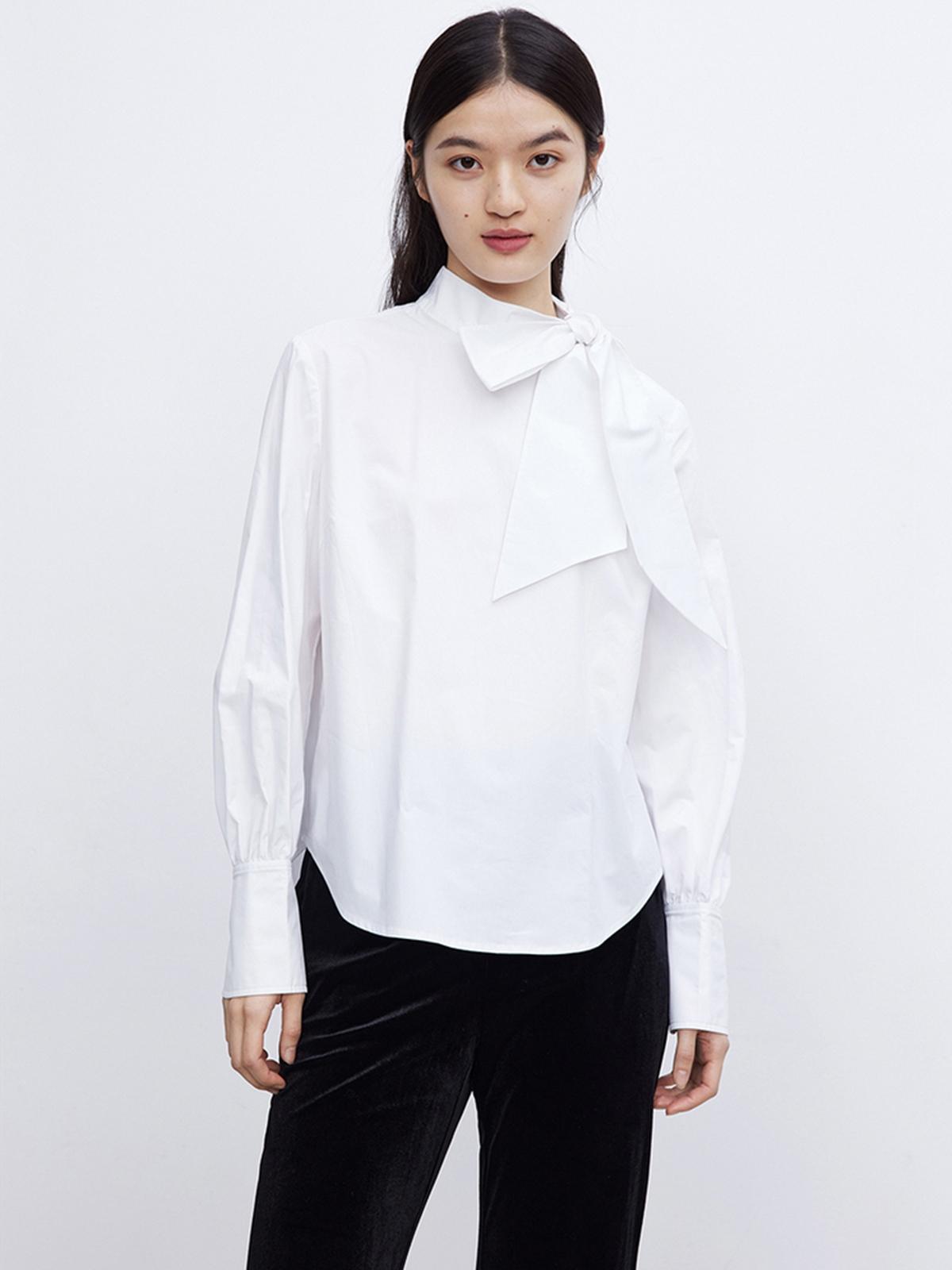 Bow Neck Blouse - White