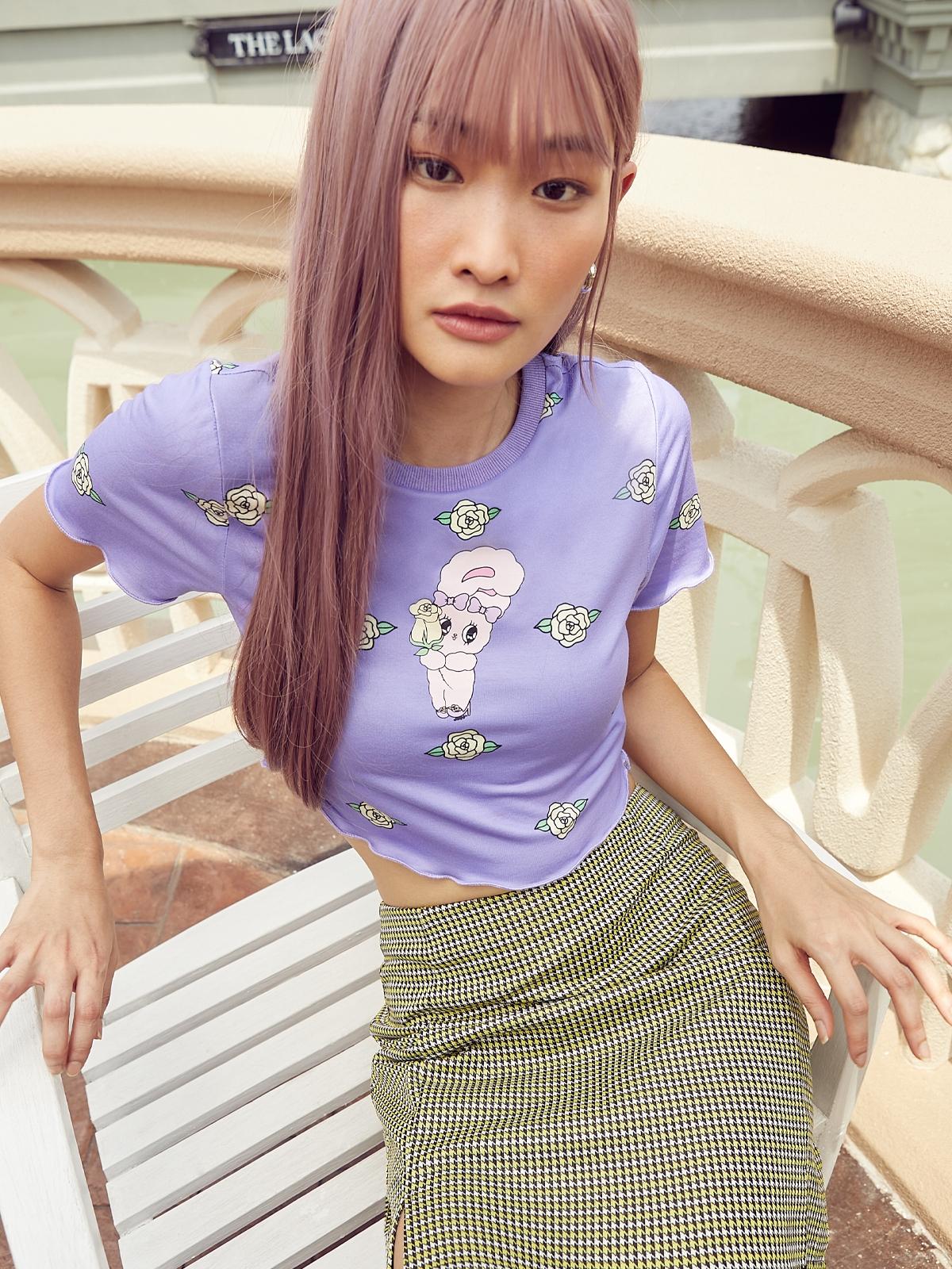 Lavender Bunny Crop Top - Purple