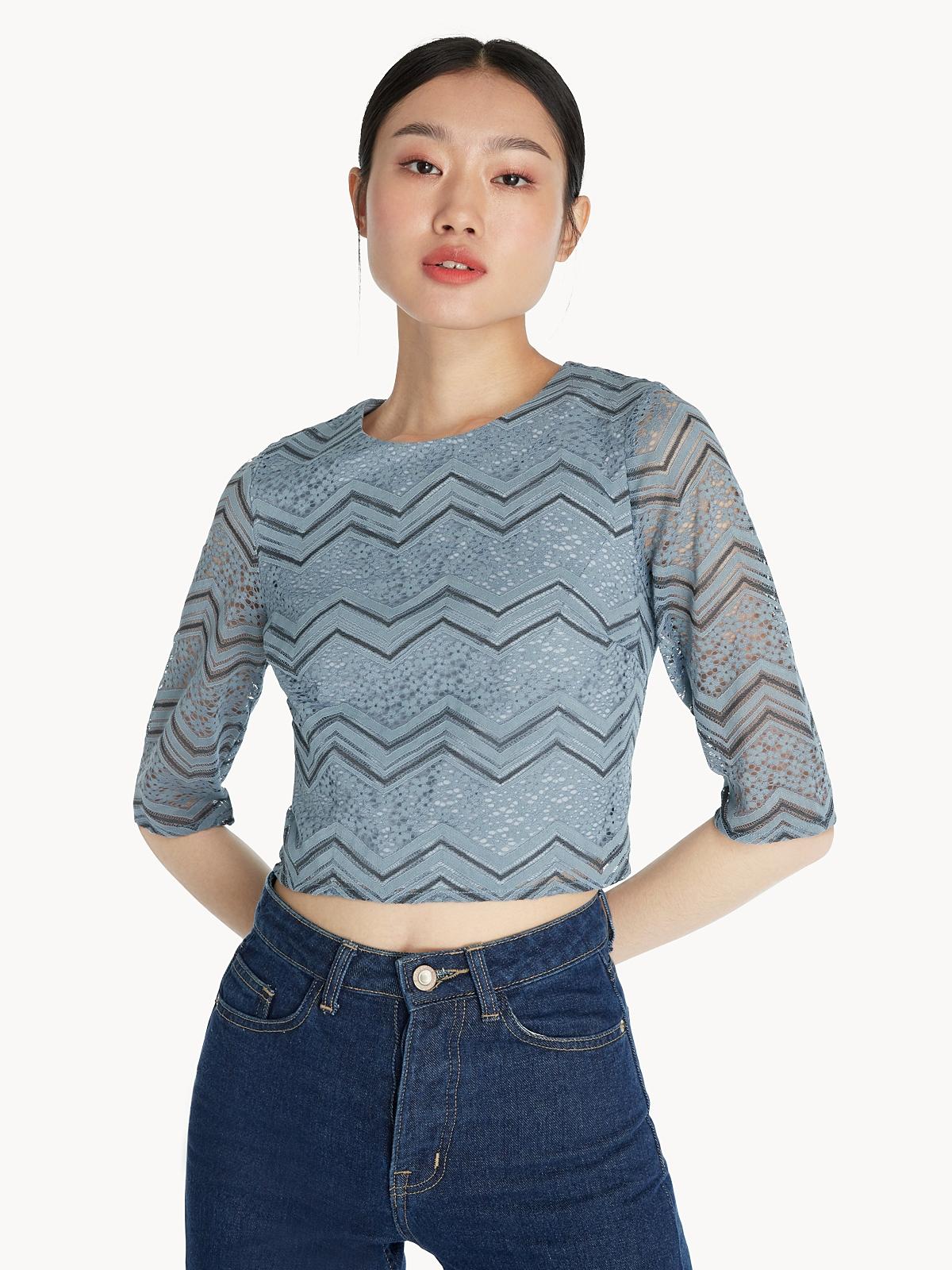 Zig Zag Striped Top - Blue
