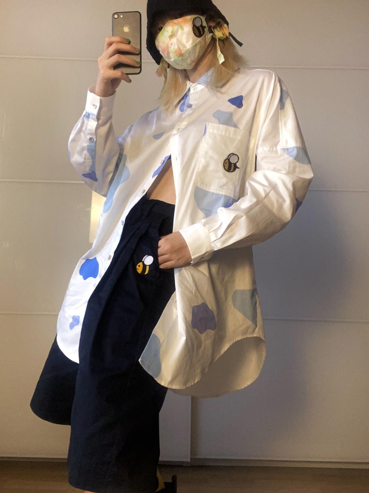 GeGe Moo Print Shirt - White