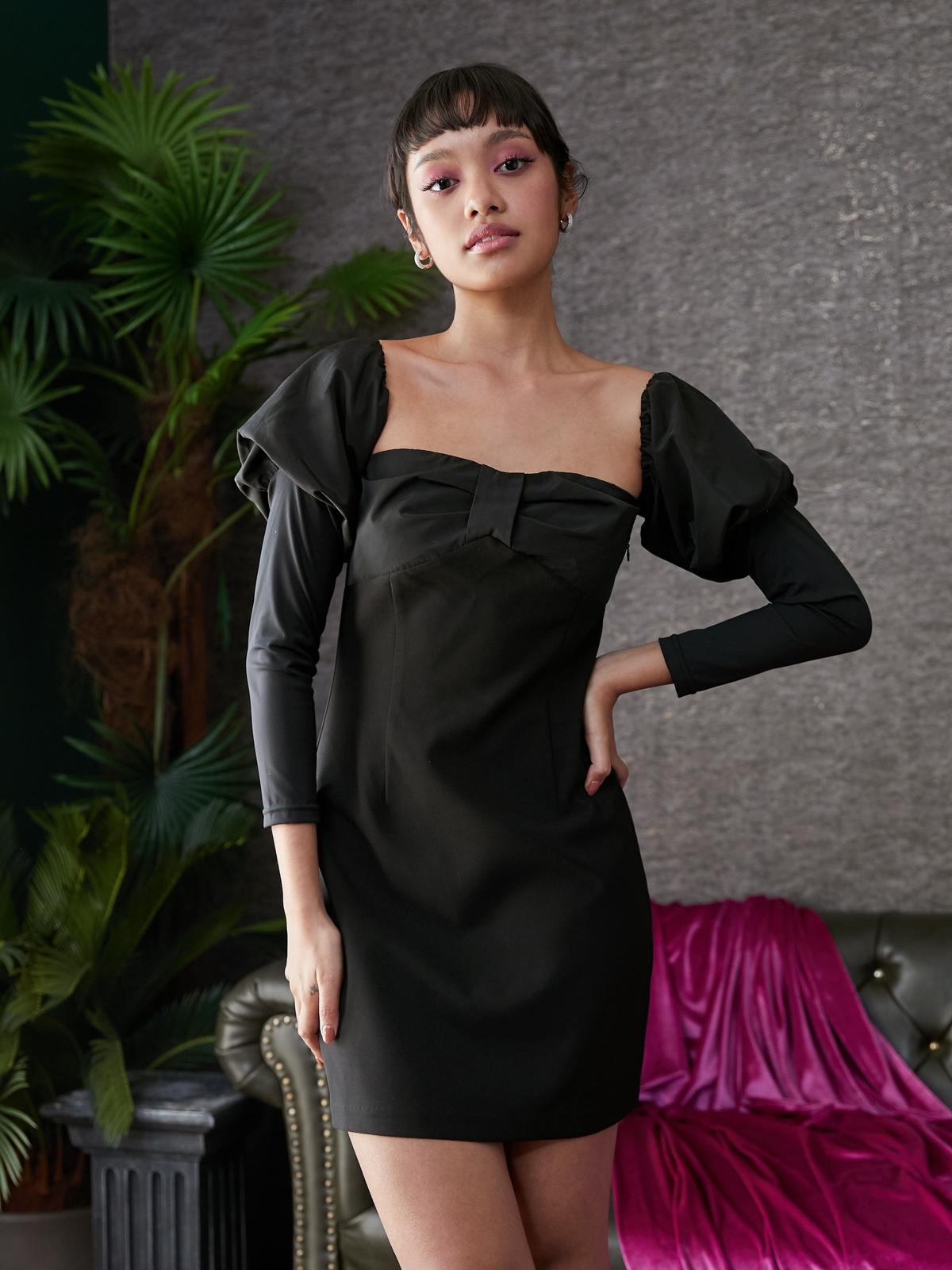 Full Length Off Shoulder Dress - Black